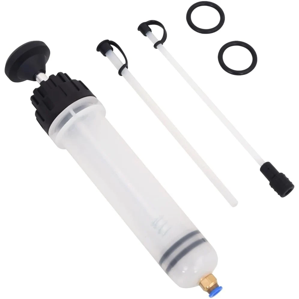 Purgador de frenos blanco y negro, 0,2 L, bomba de mano para líquido de frenos, herramienta de purga con manguera transparente para reparación de taller