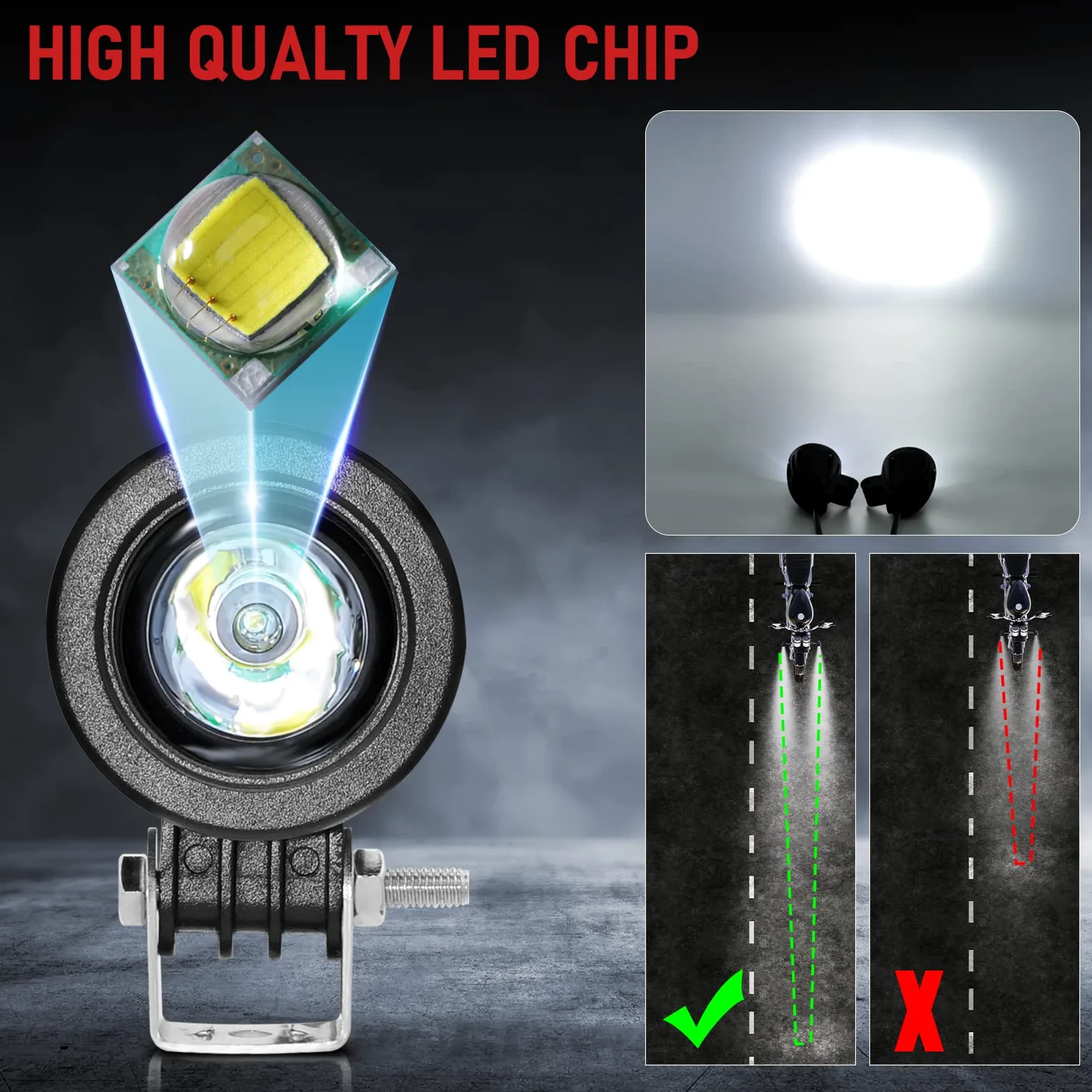 Dinfu 2 Pulgadas Faros para Luz Delantera de Motocicleta, 12v -24v Ronda LED Faro Delantero Faro Adicional IP68 Focos para Motocicleta ATV UTV Dirt Bike 4x4 Pickup Camión Barco