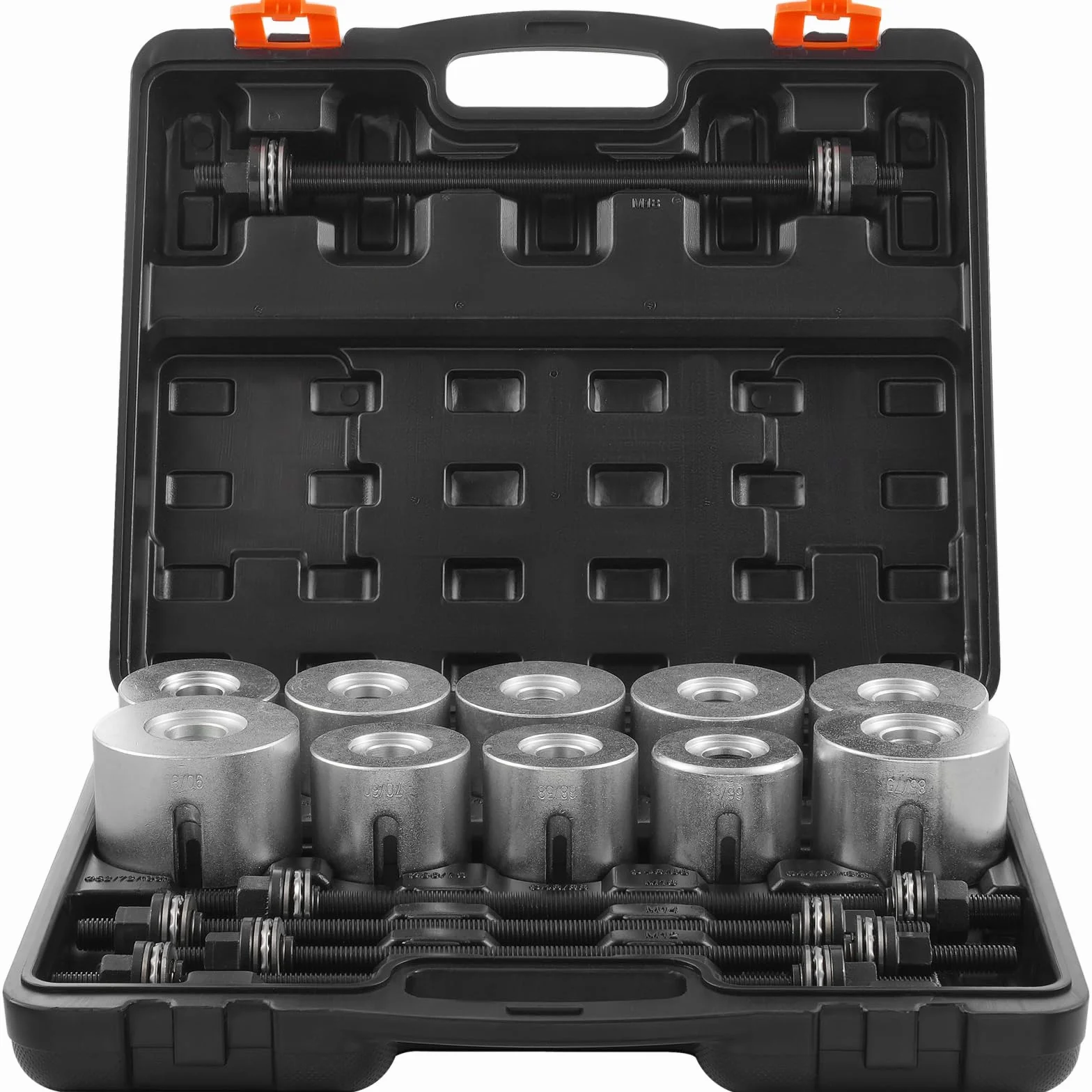 VEVOR 27 PCS de Kit de Manguitos de Extracción y Presión de Cojinetes de Buje de Acero Kit de Inserción y Extracción de Bujes con Estuche Compatibilidad con Varios Vehículos para Motores LCV y HGV