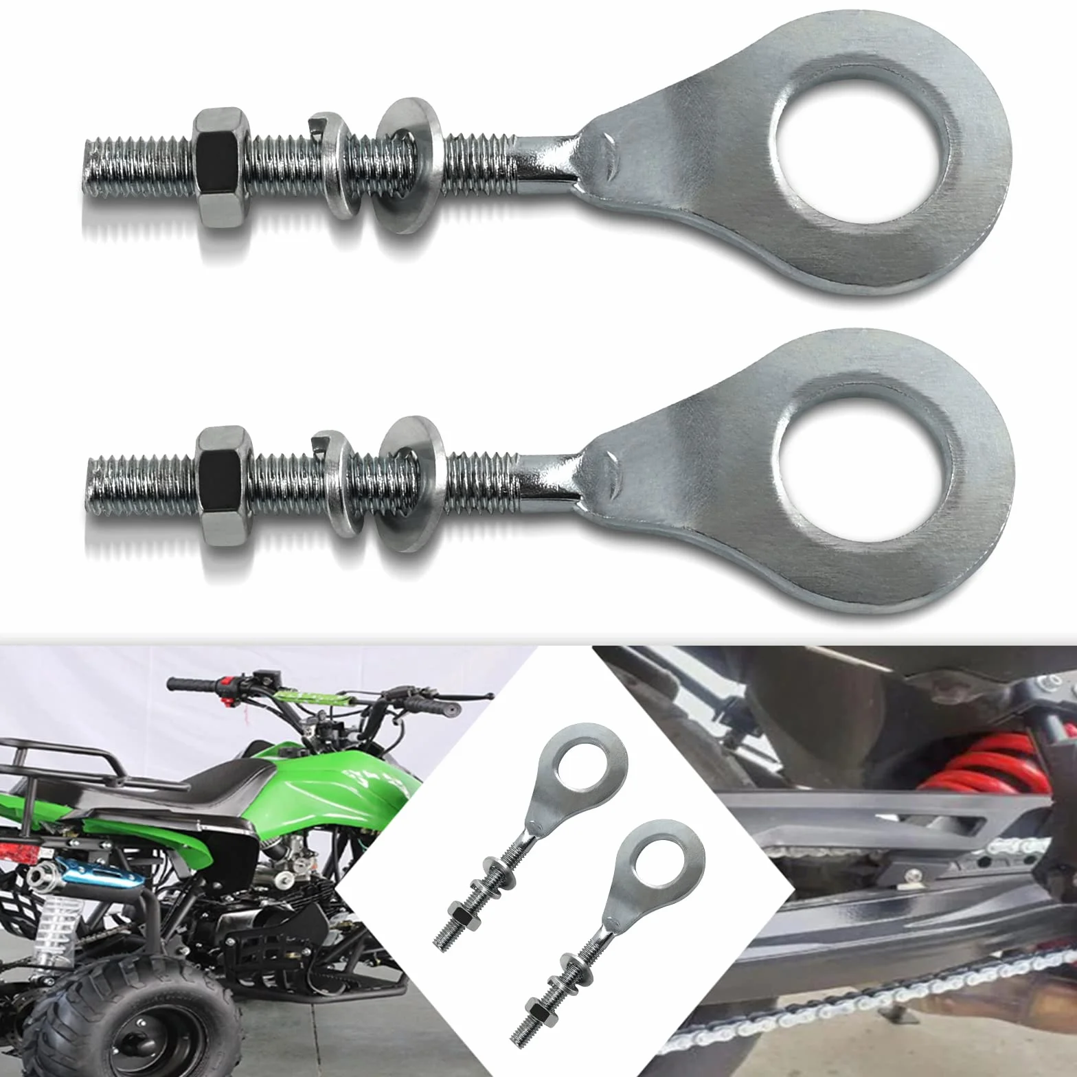 Wai Danie 2pcs 15mm 0.6inch Eje de la Cadena Ajustador Tensor para 50cc-125cc ATV Motocicleta Mini Bike Baja Z50R XR50R XR70R XR75 XR80R XR80 XR100