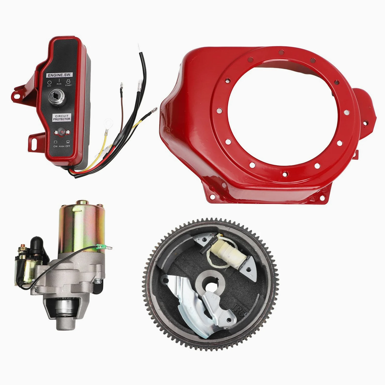 Tapa de Motor de Arranque Gx160 Motores de 4 Tiempos GX200 - Motor de Arranque CompletoCaja de Encendido Tapa de Volante Kit de de Eléctrico de Volante de Encendido