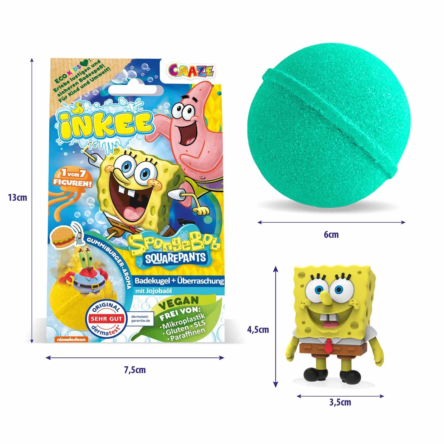 INKEE Bob Esponja Pack 5 Bombas de Baño para Niños con Sorpresa - Figuras Coleccionables 80g