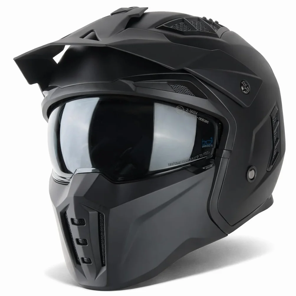 VINZ Kioto Casco Jet con Visera Solar | Casco Streetfighter para Scooter & Moto & Ciclomotor | ECE 22.06 Homologado | En Tamaño XS - XXL | para Hombre y Mujer