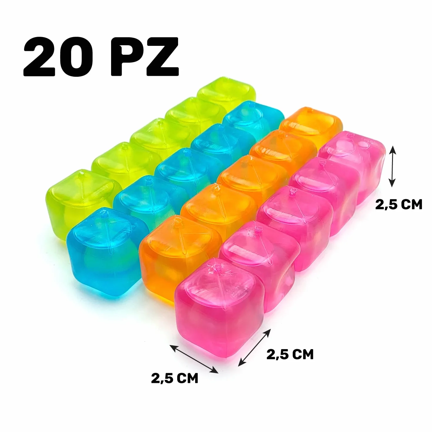 Cubitos de hielo reutilizables sin BPA, juego de 20 piezas de colores, ecológicos para bebidas y cócteles