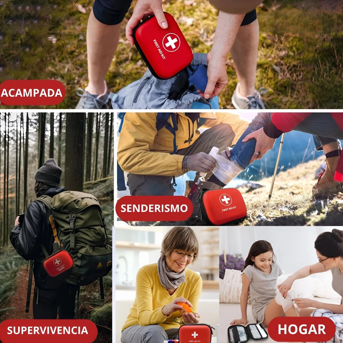 Botiquín de Primeros Auxilios 96 Piezas - Kit de Seguridad para Coche con Martillo Emergencia y Cortador de Cinturón - Estuche Rígido Impermeable