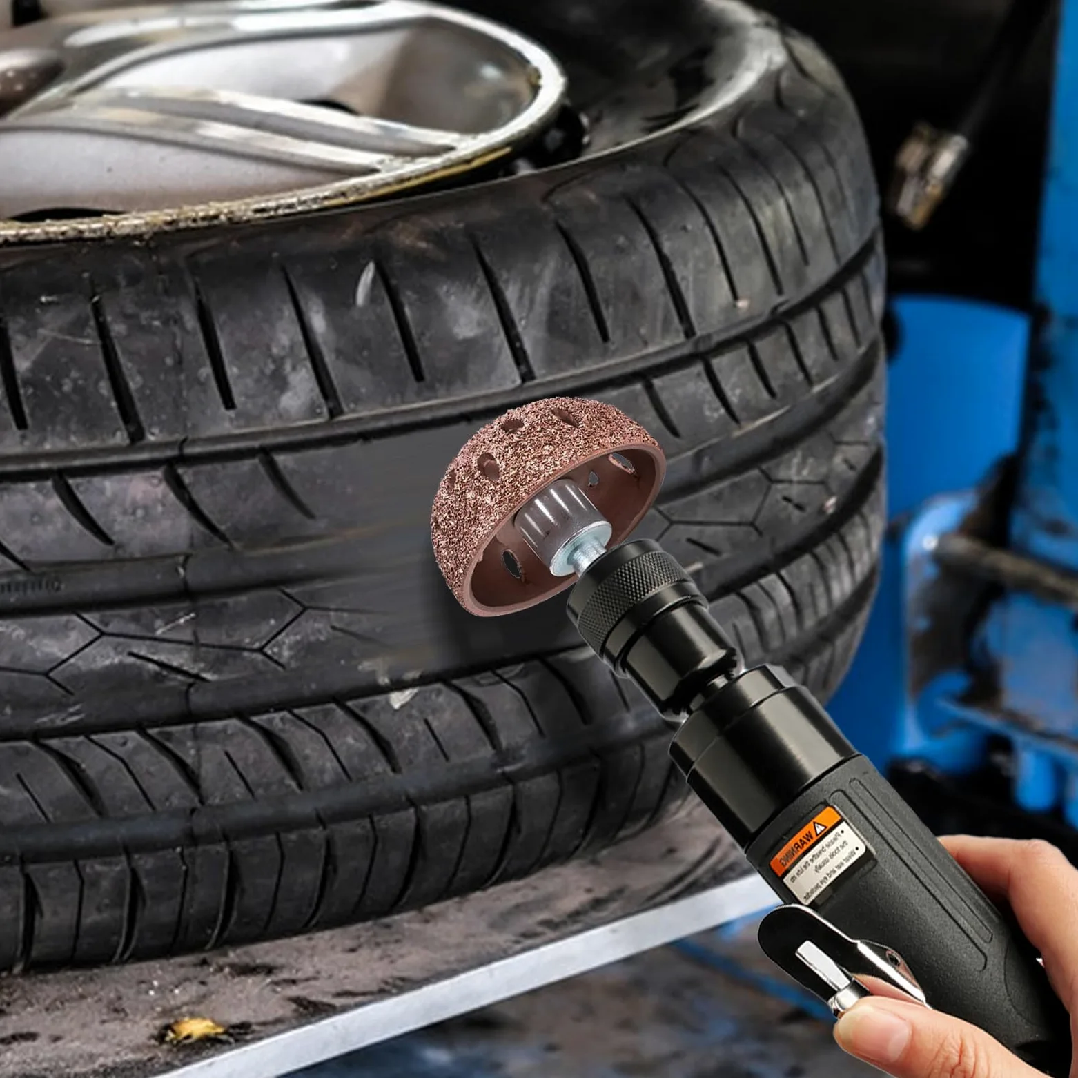 Herramientas de reparación de neumáticos, incluye amortiguador de neumáticos de baja velocidad de 2500 rpm, ruedas de pulido de neumáticos de 42 mm y 55 mm, cortador de raspado de rodillo de