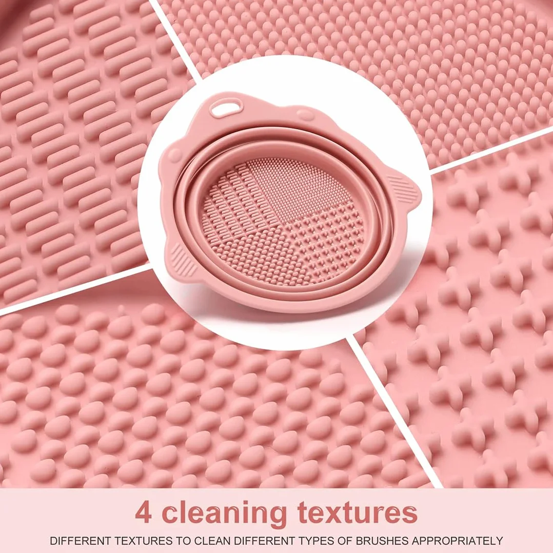 Almohadilla de silicona para limpieza de brochas de maquillaje plegable portátil