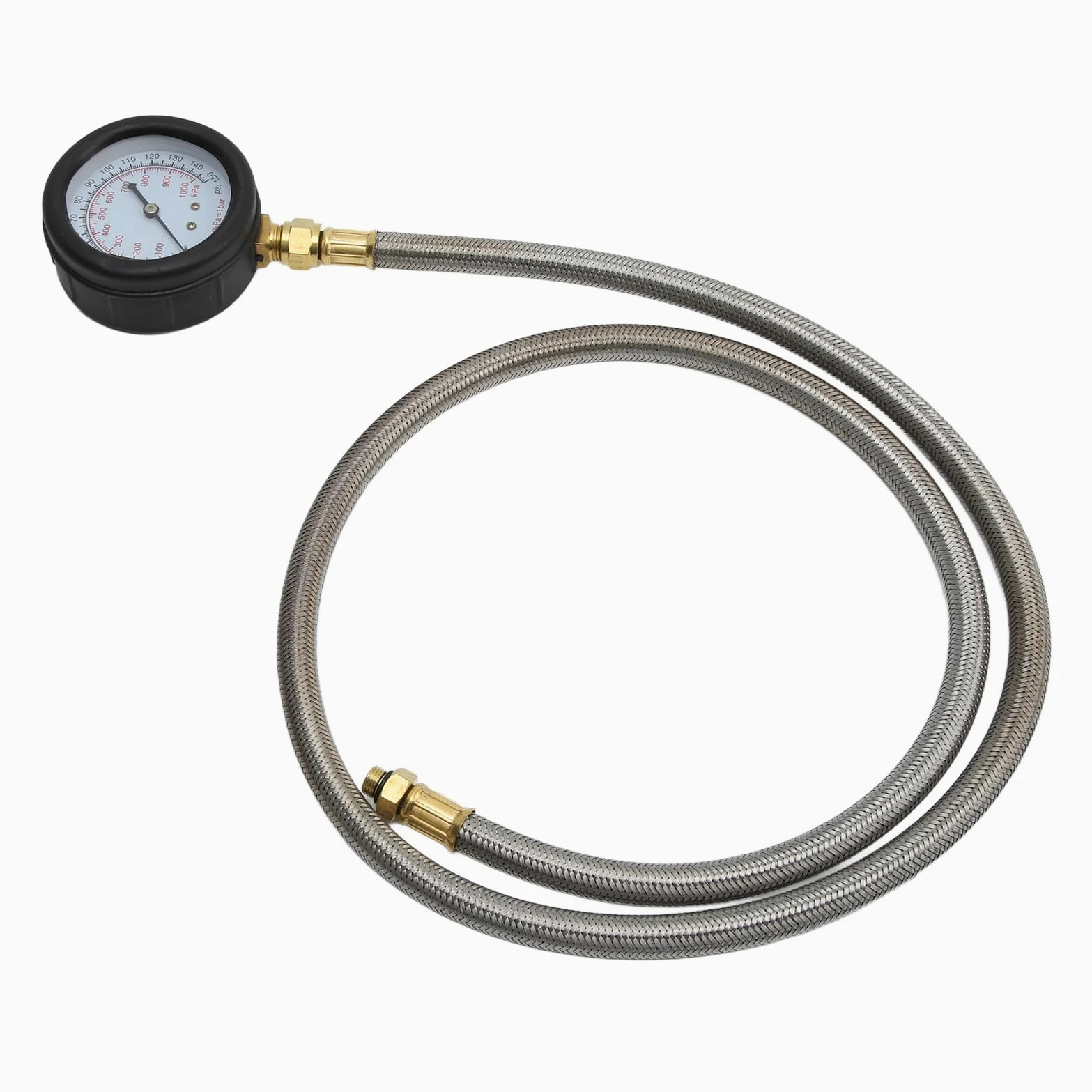 Probador de presión de aceite, kit de medidor de 0-150 PSI con 15 adaptadores, herramienta de diagnóstico de motor de manguera flexible para servicio de vehículos