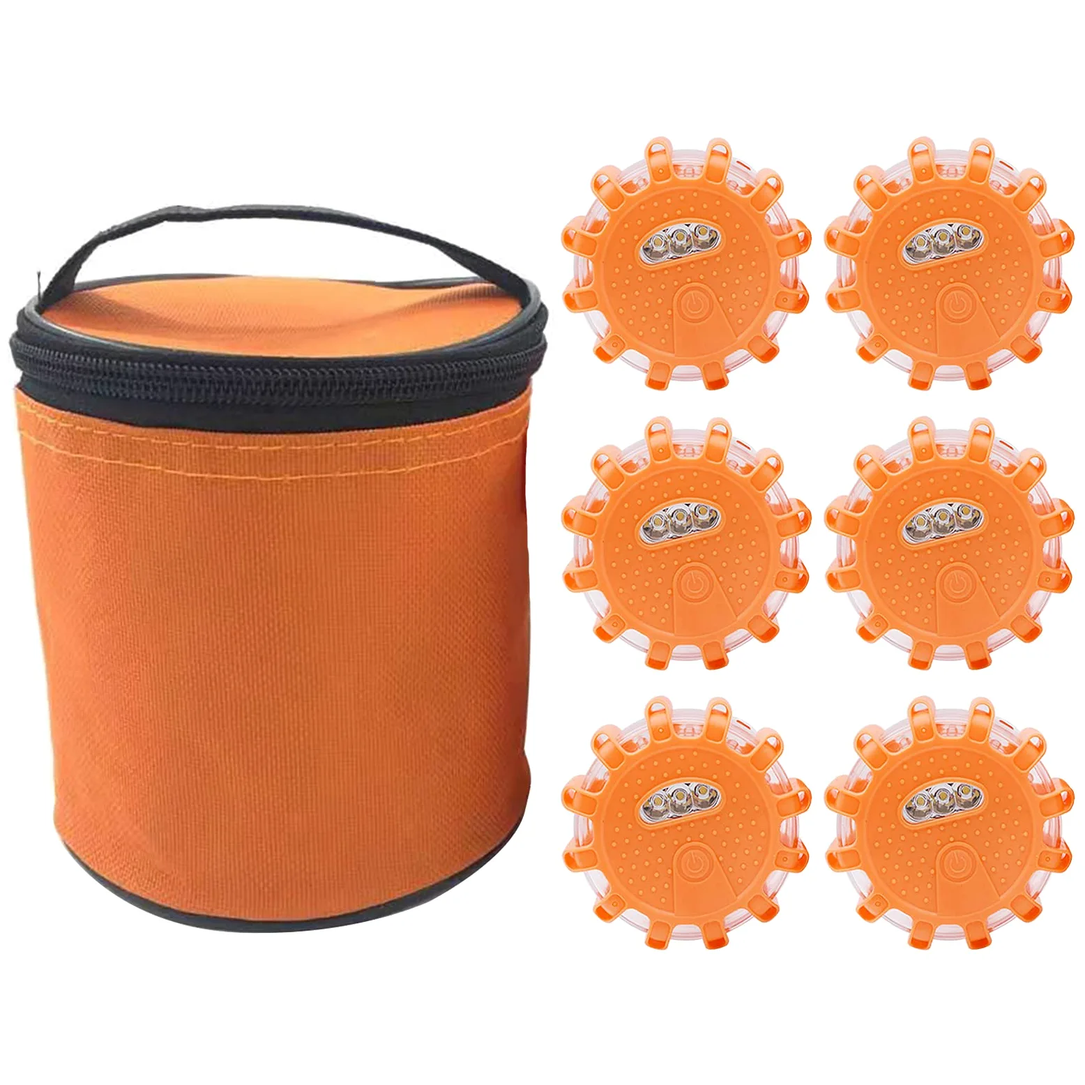 Bseical LED Luz Emergencia Coche Road Flare, Baliza Señalizacion con Base Magnética 9 Modos Flash (Naranja, 6 Pcs)