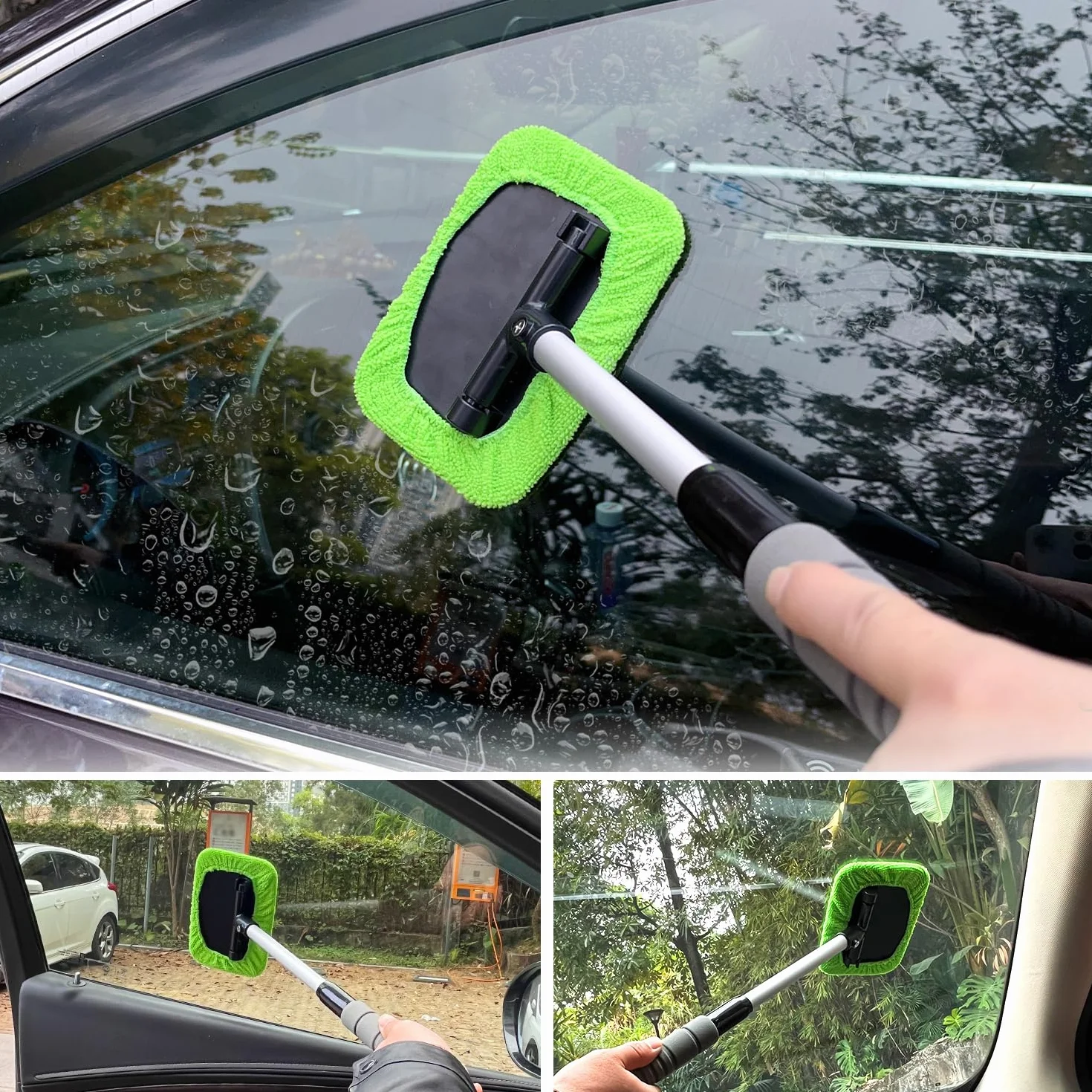 Juego de Limpiador Parabrisas Coche Retráctil y Limpiaparabrisas Retractable Espejo Retrovisor Coche, Limpiador Parabrisas Ventanas Coche Interior para Hogar y Exterior
