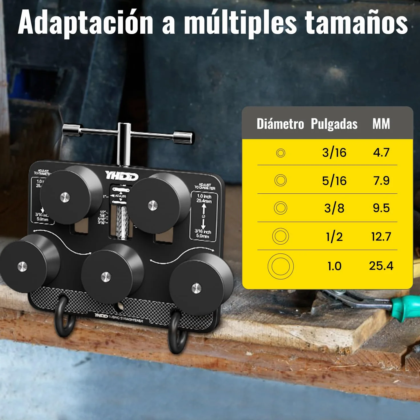 Enderezador de Tubos para Diámetros de 4,7 mm a 25,4 mm, Herramienta Ajustable para Enderezar Tubos de Freno, para Tubos de Cobre, Aluminio, Acero, Tubos Doblados y Líneas de Combustible