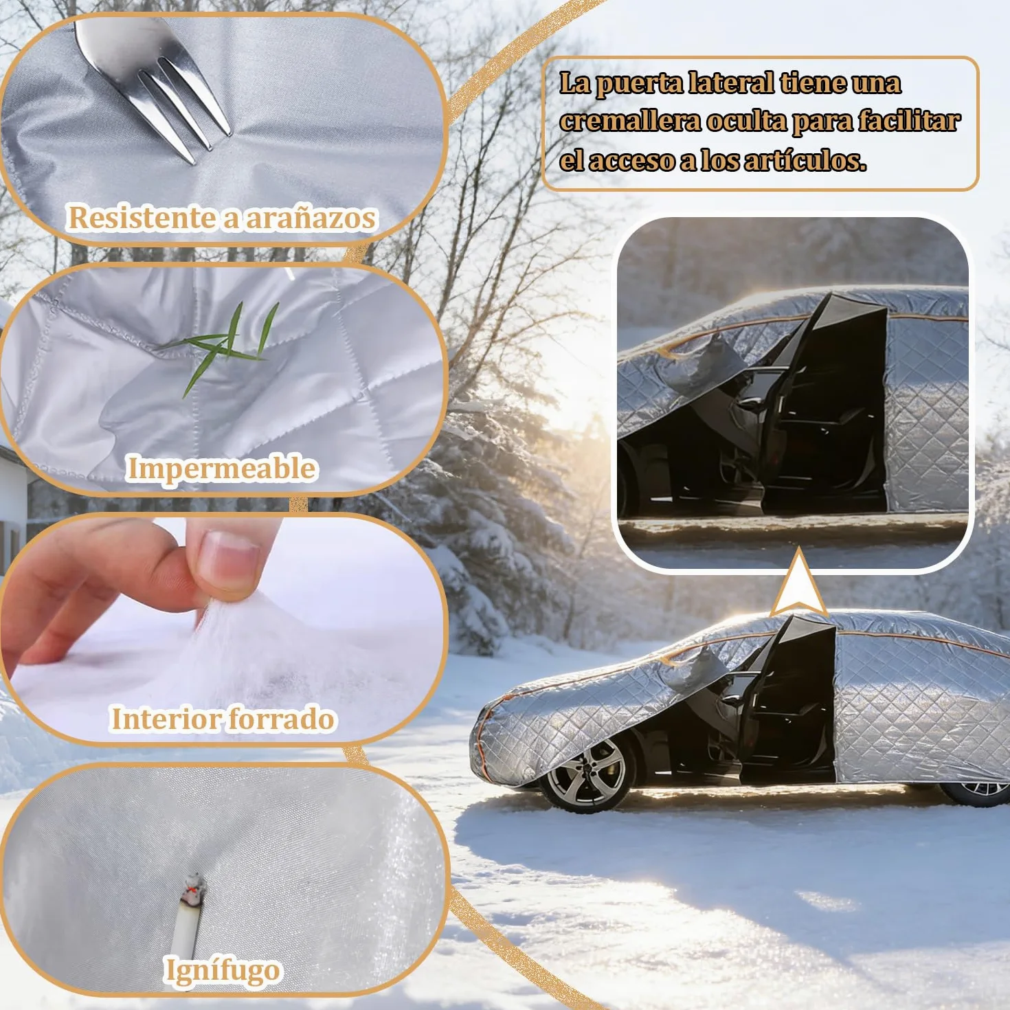 Funda Coche Antigranizo para Kia XCeed (2019-2026) Espesado de 7 Capas, Forro Suave, Transpirable, Antiviento, Impermeable, Tejido Oxford, Anti-UV, 4 Estaciones