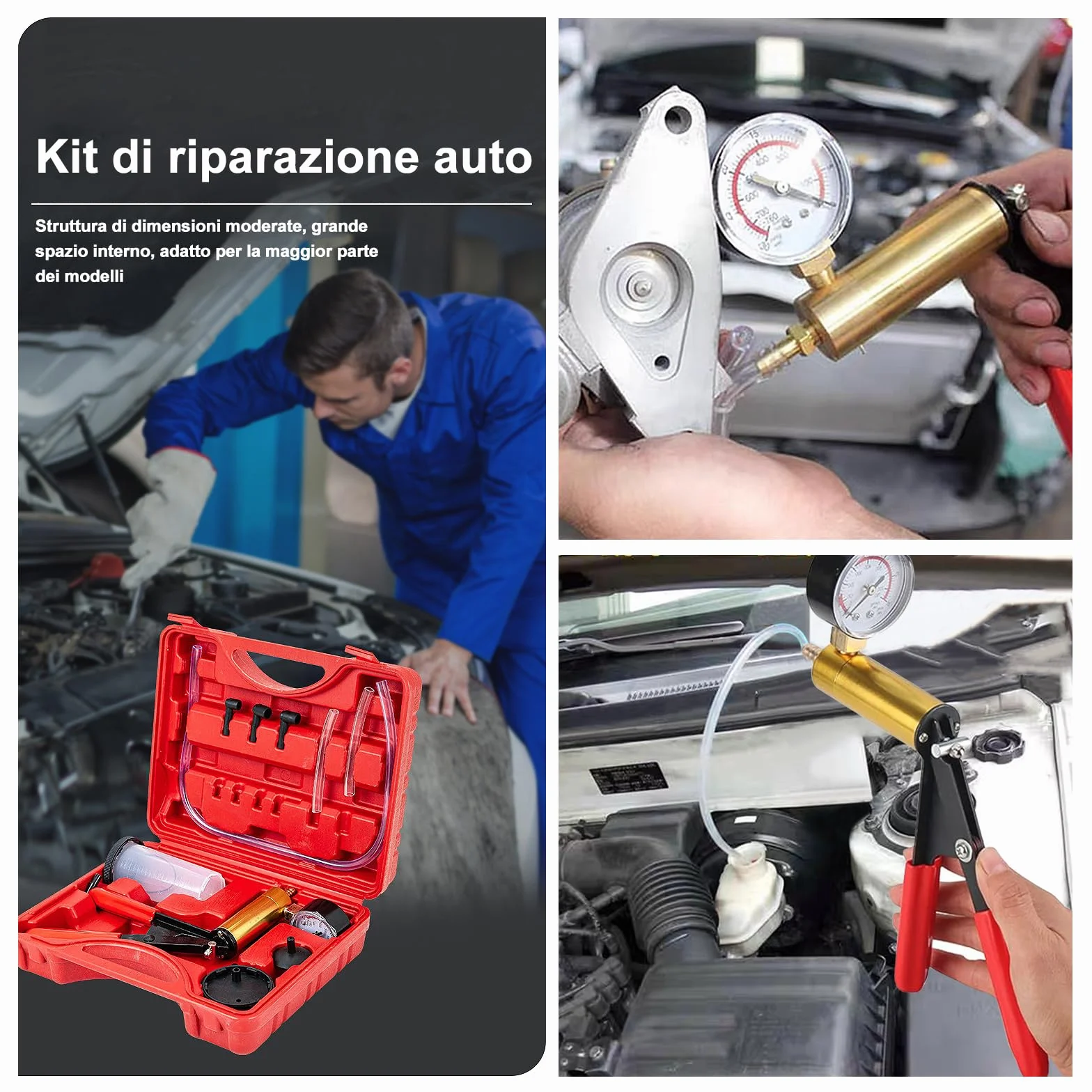 Kit profesional para purga de líquido de frenos, bomba manual para vaciar fácilmente los frenos de coche y moto