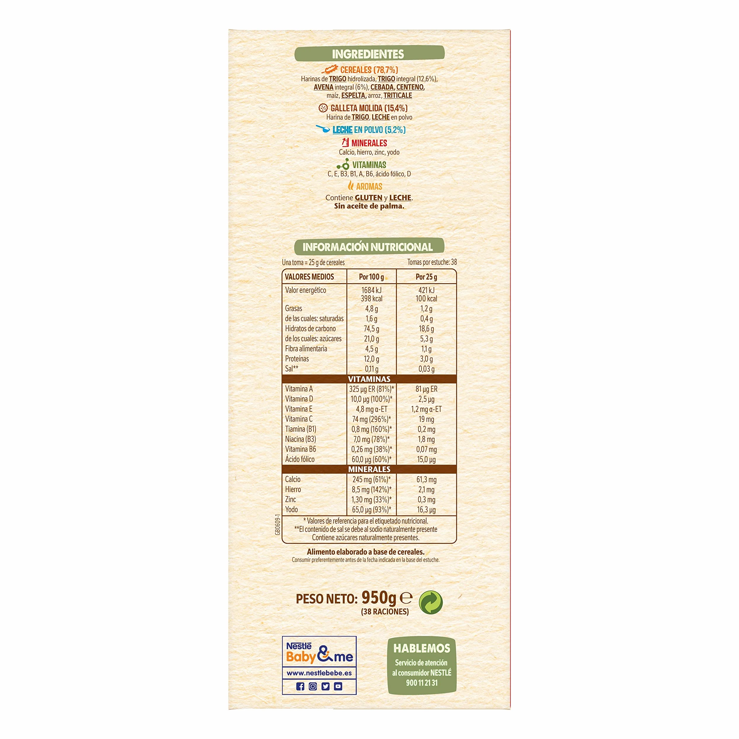 Nestle Papilla 8 Cereales con Galleta 950g 8 Paquetes 7.6Kg