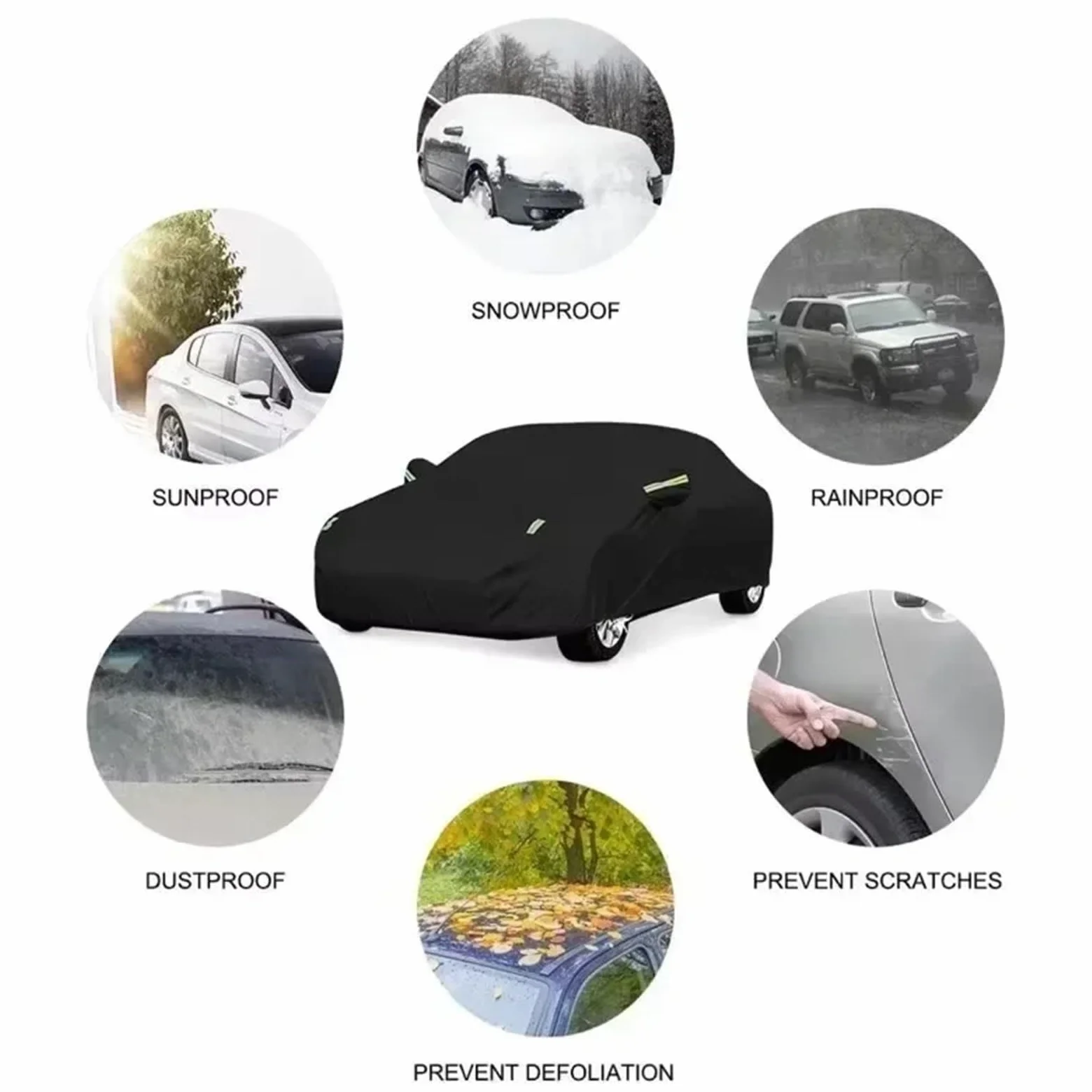 Funda de Coche Parasol Universal para Coche, protección contra el Polvo y el Sol, con Tiras Reflectantes, para Hatchback, sedán y SUV. Funda de Coche Exterior(XXL-5.3X2.0X1.50M,Silver)