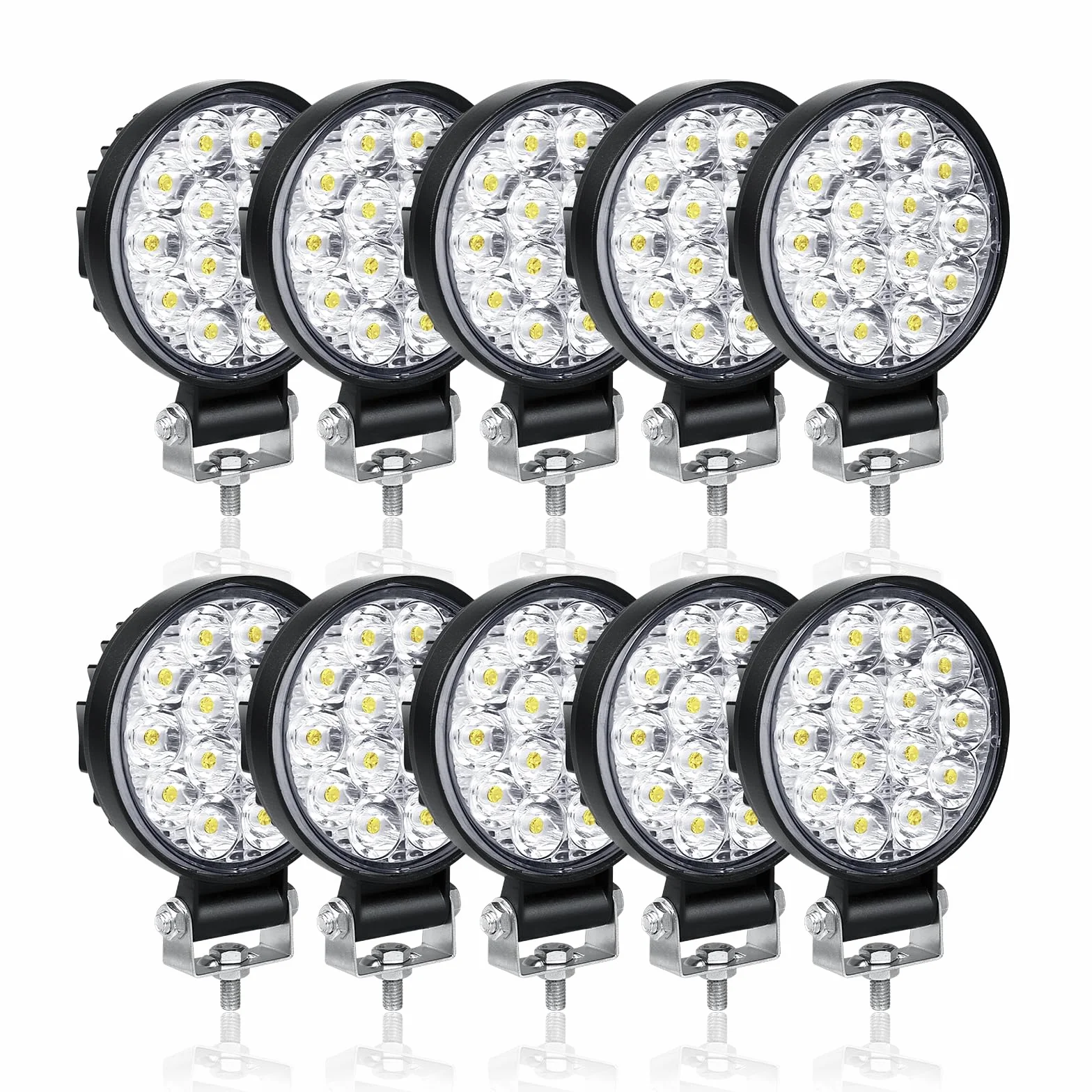 RIGIDON 10 focos de trabajo LED, 3,2 pulgadas, 42 W, mini faros de profundidad, Spot luces de trabajo LED 12 V 24 V 6000 K focos antiniebla para Off Road Offroad Offroad Coche Tractor Camión SUV ATV