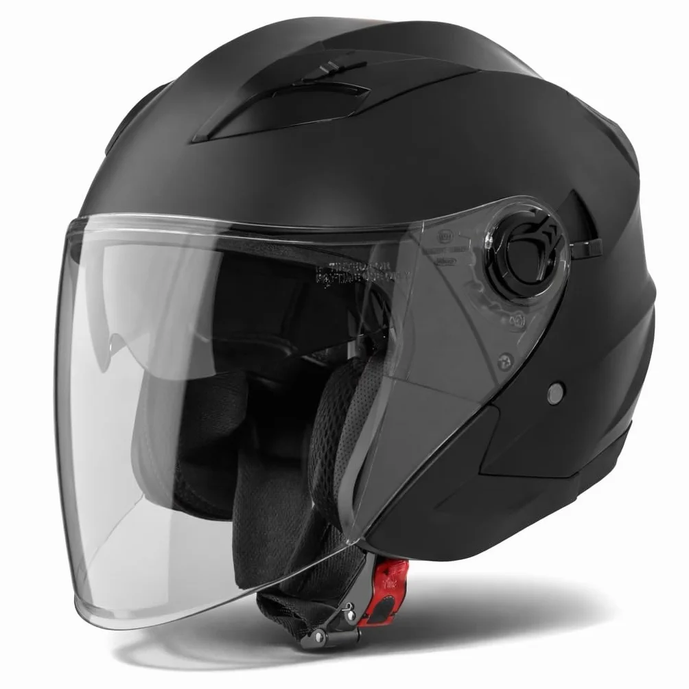 VINZ Calobra Casco Jet con Visera Solar | Casco Scooter & Moto & Ciclomotor | ECE 22.06 Homologado | En Tamaño XS - XXL | para Hombre y Mujer