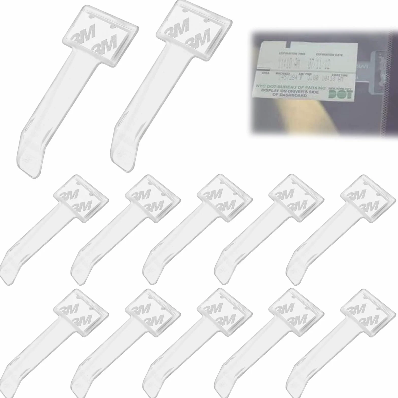 12 Piezas Soportes de Tickets para Coche Transparentes y Porta Tarjetas para Coche Clip para Boletos de Parabrisas Adhesivo Fundas para Justificantes de Aparcamiento de Plástico