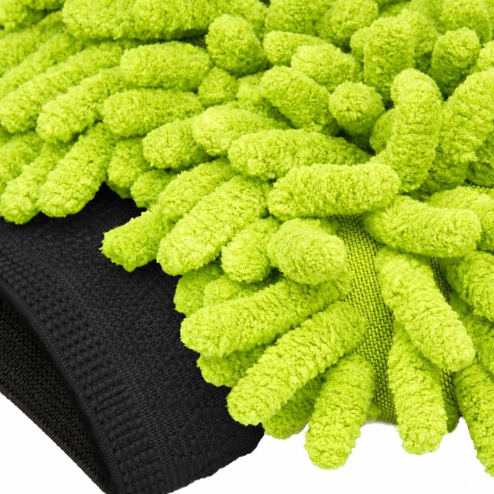 BiOHY Manopla de lavado de microfibra para coche (juego de 6) | Premium Chenille Auto Wash Guante para el cuidado del coche, pintura, llantas y discos | lavable a máquina | Sin pelusas, antiarañazos y