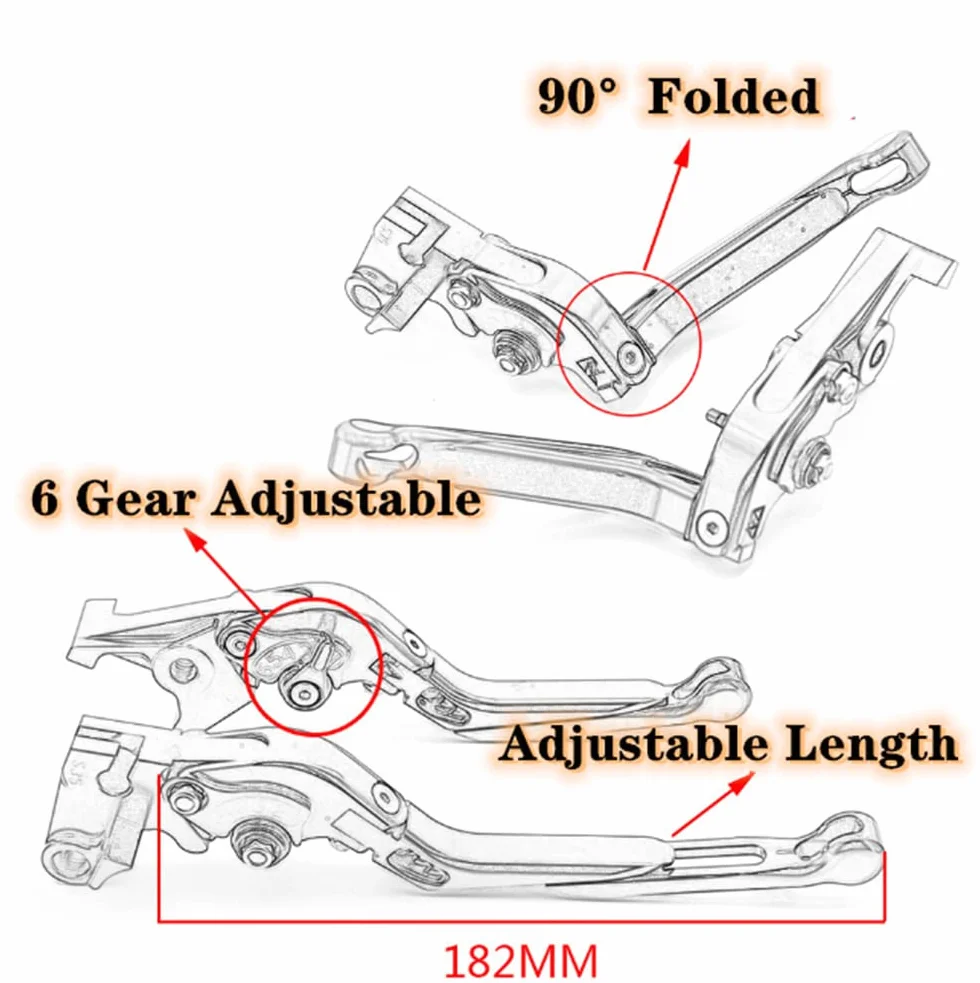 ESPEEDMTC para Aprilia Shiver 750/ GT/ 900, aleación de Aluminio CNC modificada, Longitud de 6 etapas, Palanca de Embrague de Freno de Mano Plegable Ajustable, Accesorios (Negro)