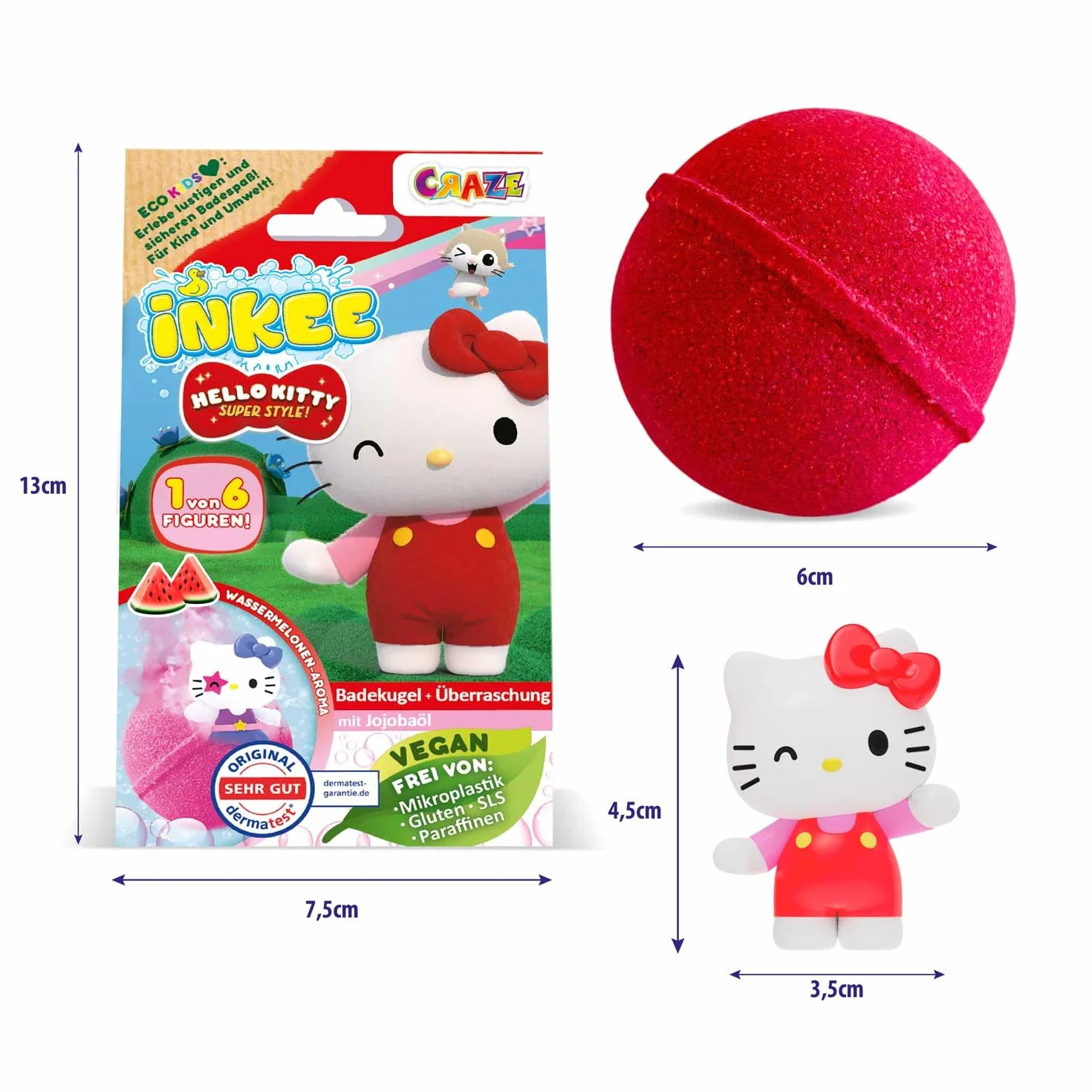 Hello Kitty bombas de baño infantiles 5-pack sorpresa coleccionables 80g sandía aceite jojoba rosa rojo