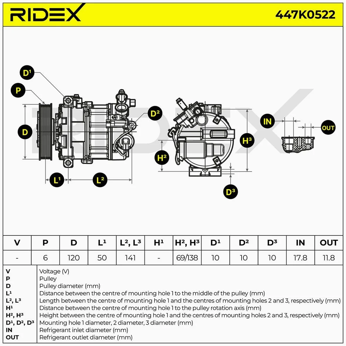 RIDEX 447K0522 Compresor aire acondicionado