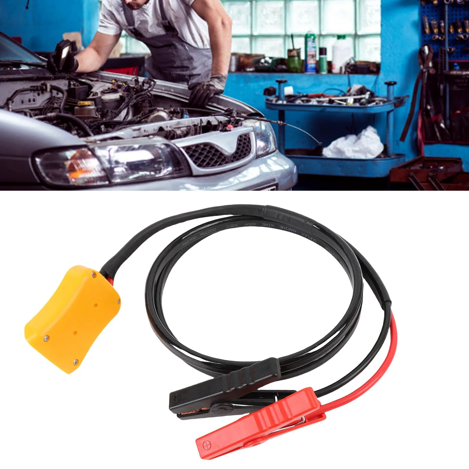 Qqmora Cables de Puente con Adaptador, Abrazaderas de Cable de Arranque de Batería de 8 AWG de 6 Pies para Baterías de 20 V, Automóviles, Camiones, SUV, Motocicletas, Alambre Reta