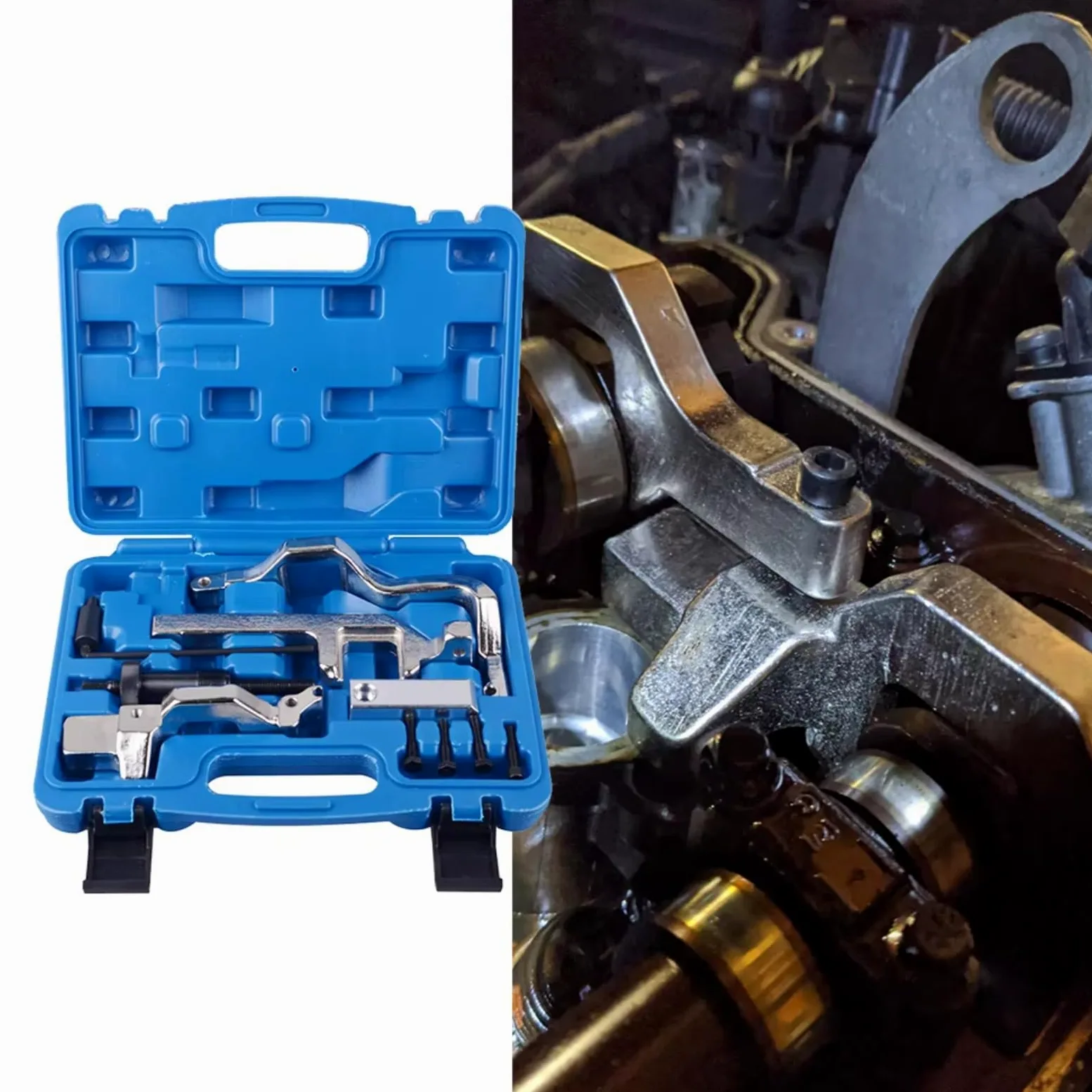 Kit Herramientas Bloqueo Compatible Con Citroen Para C4 2008-2009 Cadena Distribución Automóvil Extractor Piñón Pasador Retención Volante Juego Bloqueo Motor OEM: 119590 119540 119340