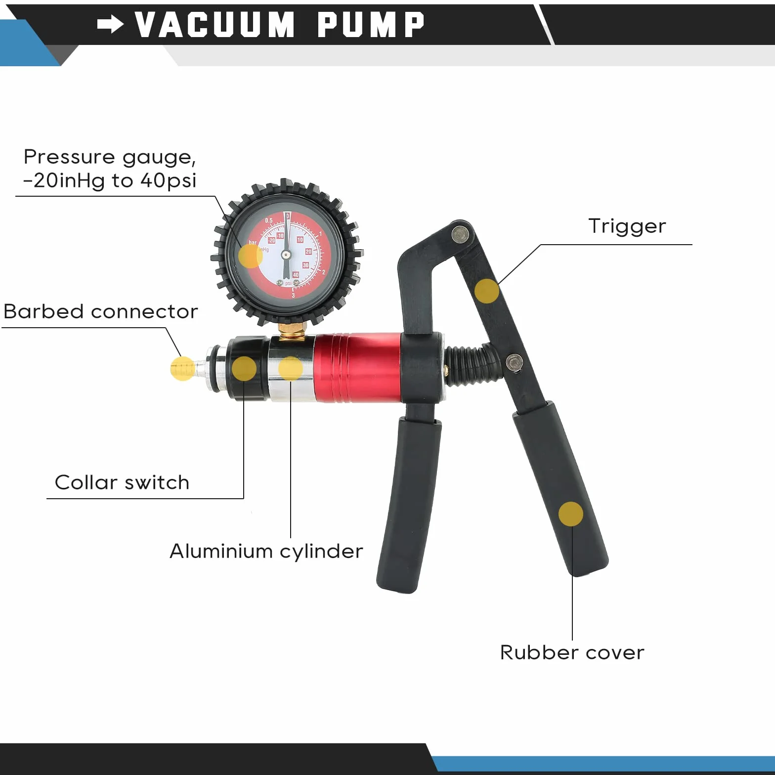 ATPEAM Purgador de Frenos y Bomba de Vacío Multifuncional con Vacuómetro, Kit Completo para Sangrado de Frenos, Diagnóstico de Vehículos y Mantenimiento Automotriz