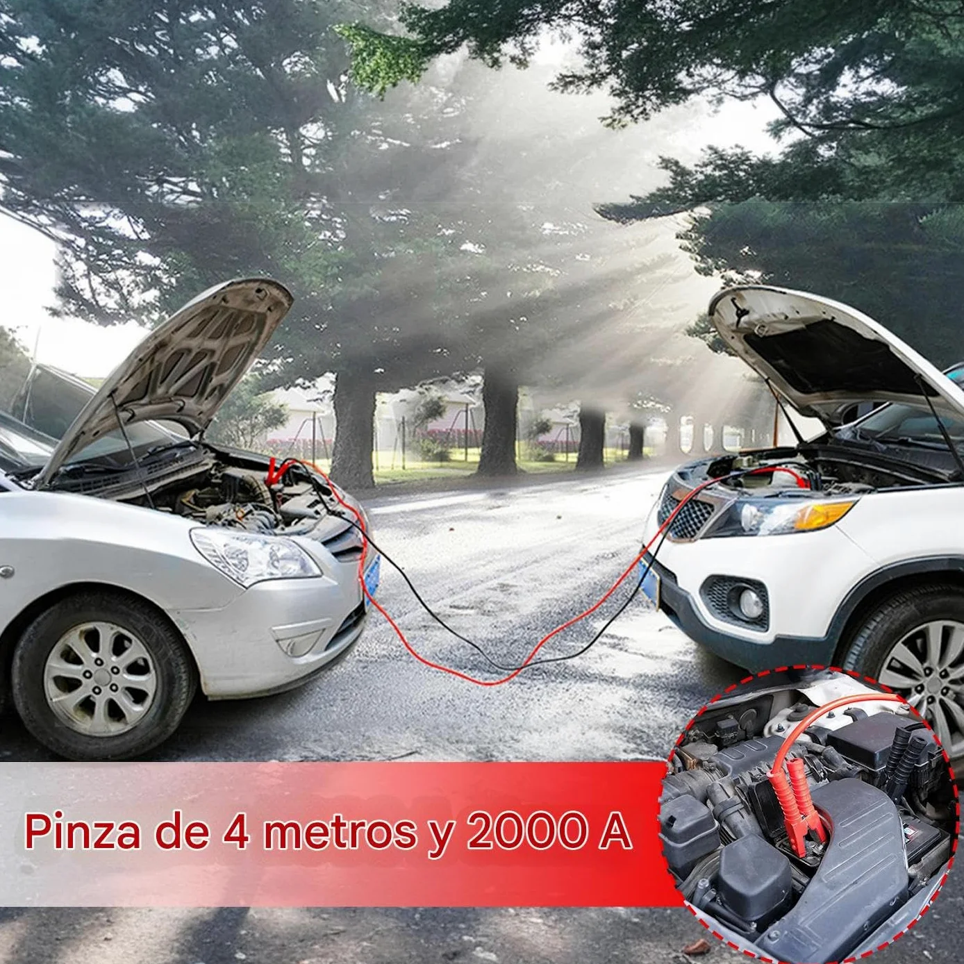 Cables De Arranque Portátiles para Batería De Coche 2000A 3 Metros / 4 | Cables De Arranque Para Batería De Coche para motocicleta, ATV, , cortacésped, remolque, carrito de