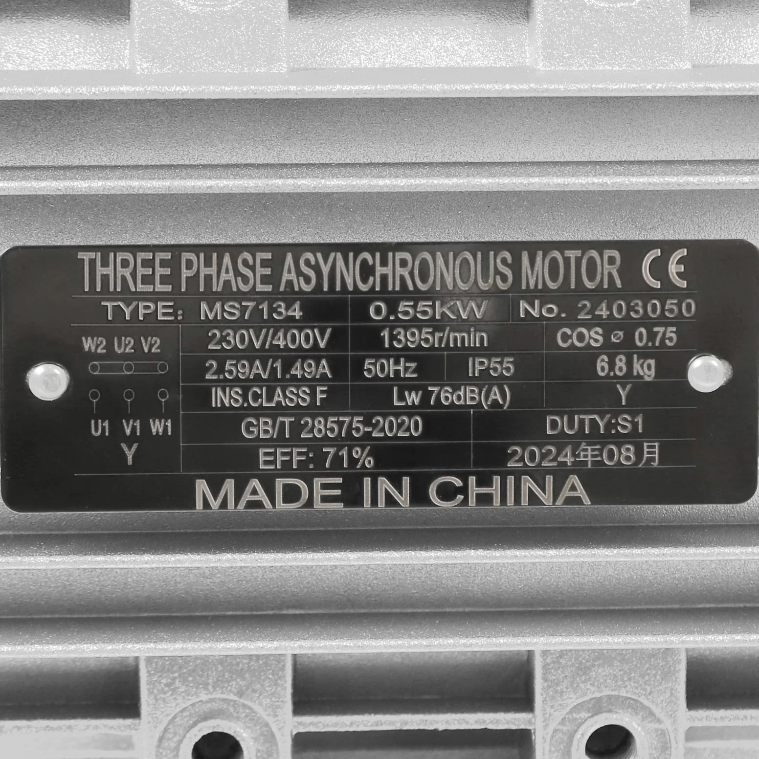 Motor eléctrico S1 de alta velocidad - Motor asíncrono trifásico - Alta estabilidad - Adecuado para maquinaria, industria, minería, máquinas de herramientas (0,55 kW)