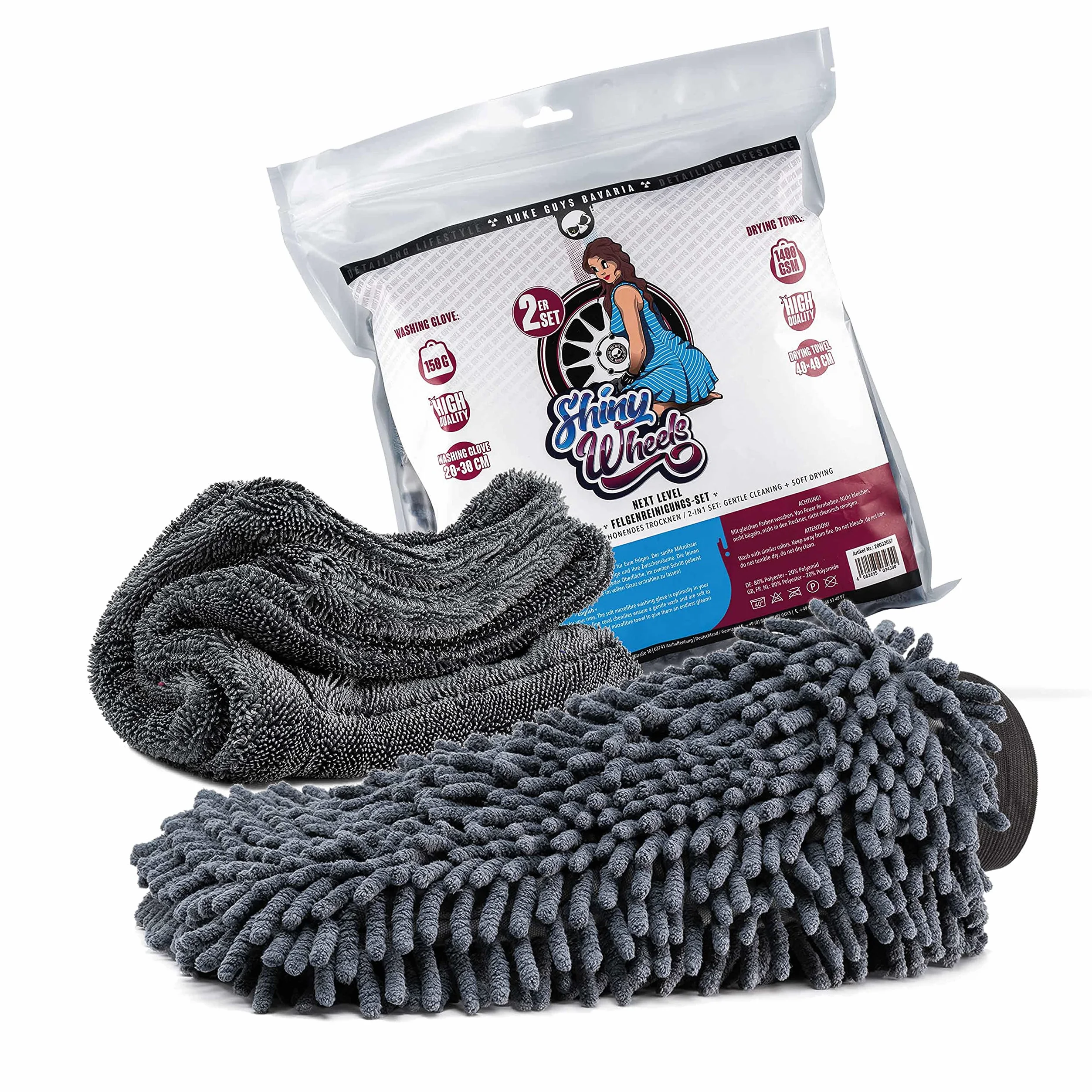 detailmate Juego de limpieza de llantas: limpiador de llantas de aluminio Tuga Chemie, 1 L + limpiador de llantas Tuga Chemie Alu Teufel 5L + cepillo para llantas ValetPRO + juego de ruedas Nuke Guys