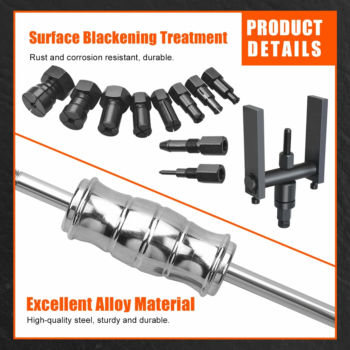 Kit de 12 extractores de rodamientos internos 8-32 mm con Extractor de 2 Garras para Huecos Ciegos y Martillo Deslizante, para Bicicleta y Moto