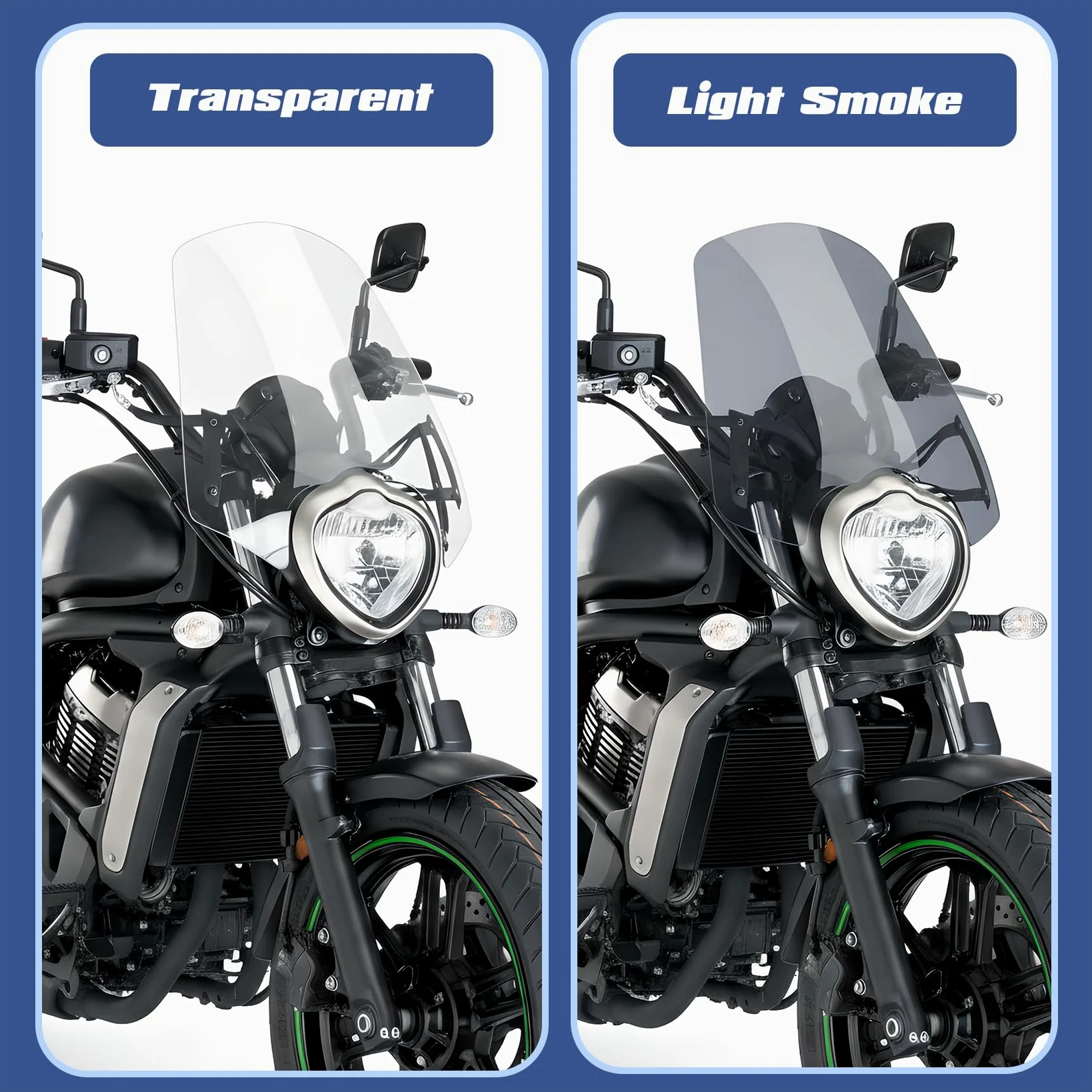 XX eCommerce motocicleta Parabrisas flujo de aire deflector de viento kit de carenado delantero compatible con K-awasaki Vulcan S650 VN650 EN650 S 650 VN EN650 2015-2022 16 17 18 19 20 21(humo ligero)