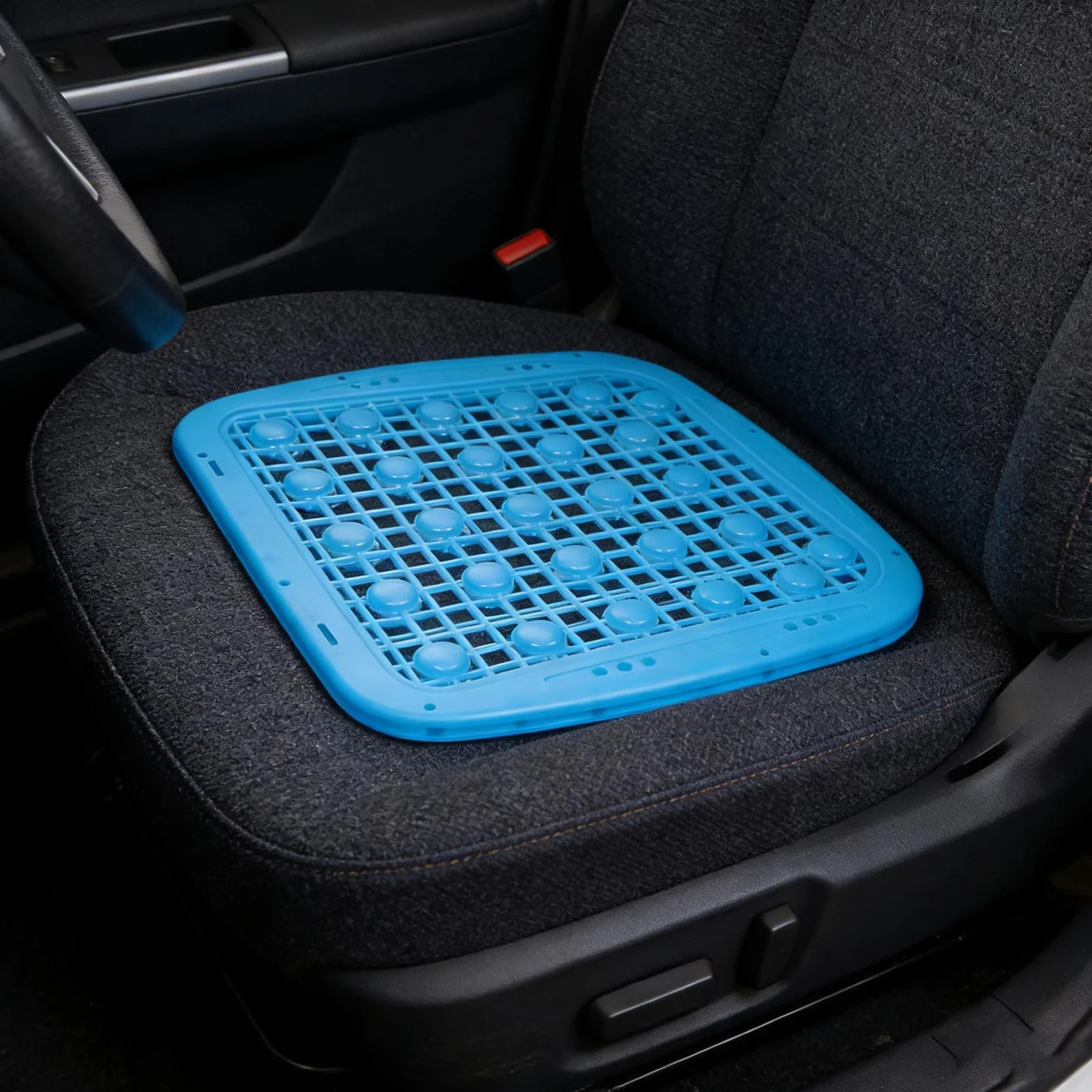Cojín para Asiento de montacargas: Transpirable y ventilado, con Doble Capa de Bolas de Masaje, diseño Hueco de 40 x 39 cm, Ideal para excavadoras de Camiones.