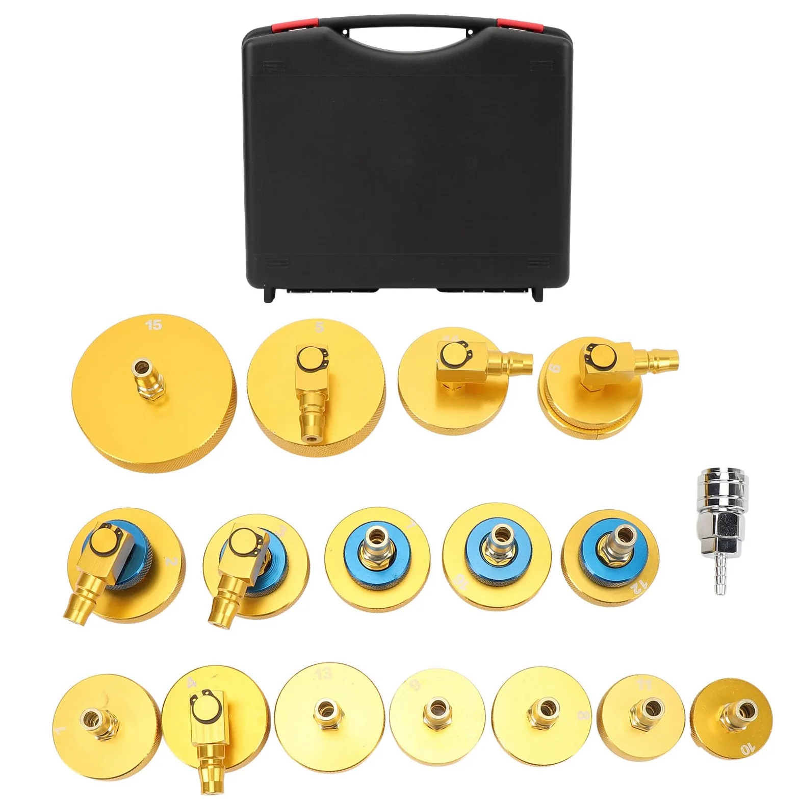 Keenso Kit Adaptador de Hemorragias de Fluido de Frenos de 17 Piezas, Conexión de Herramientas de Sangrado de Freno Eficiente, Adaptadores de Aluminio Establecidos para la Mayoría de