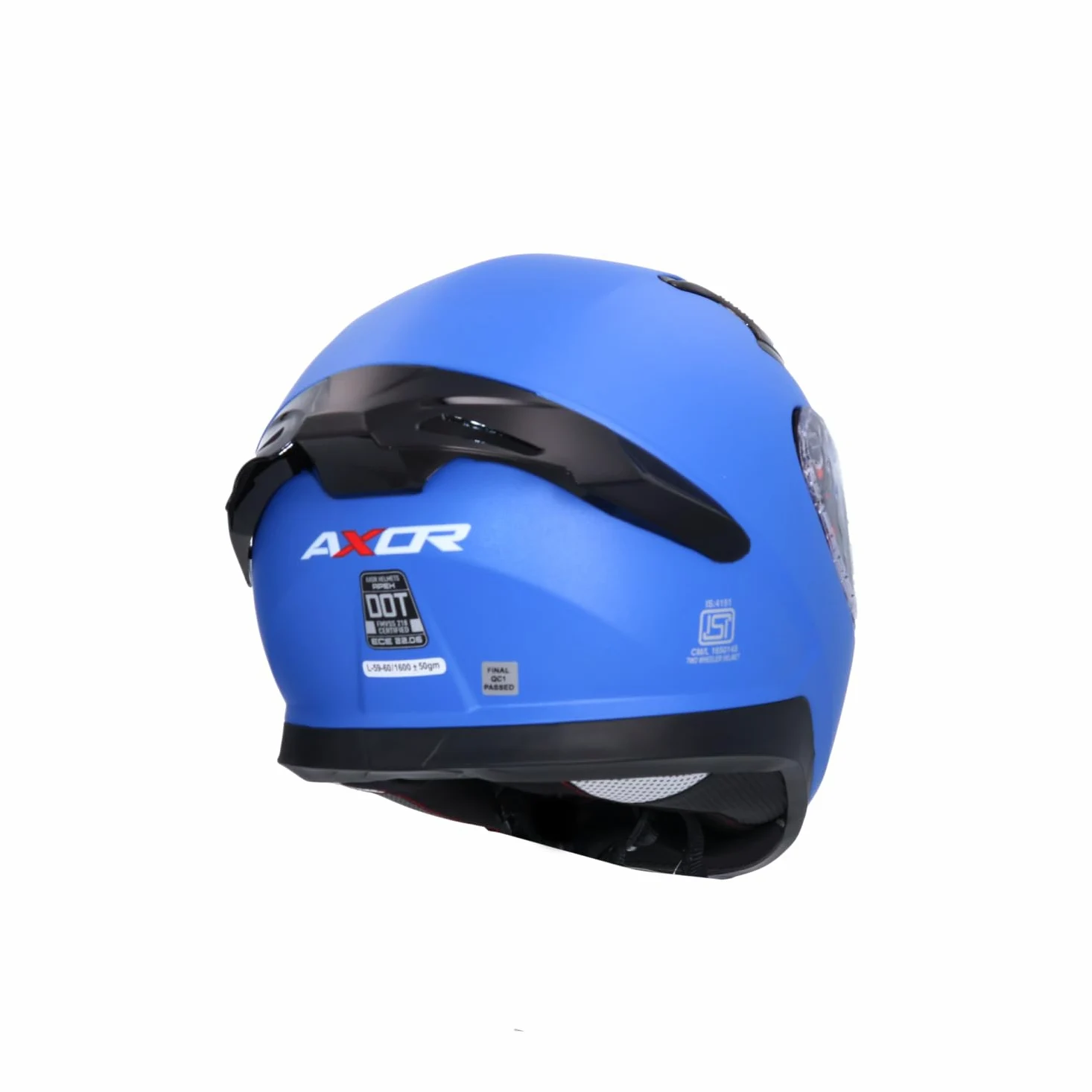 Casco AXOR Apex Solid Casco Integral de Moto Azul Mate con Pantalla Extra y Lente Solar, Diseño Deportivo, Talla XXL
