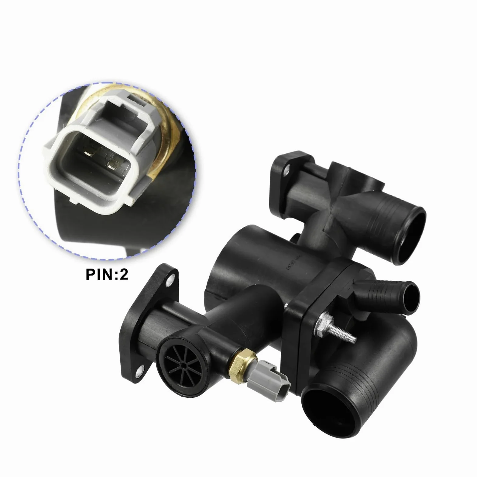 Compatible con Jaguar XK8 2003 2004 2005 2006 AJ89486 Conjunto de Carcasa de termostato de Control de Flujo de refrigerante del Motor con Sensor de Temperatura