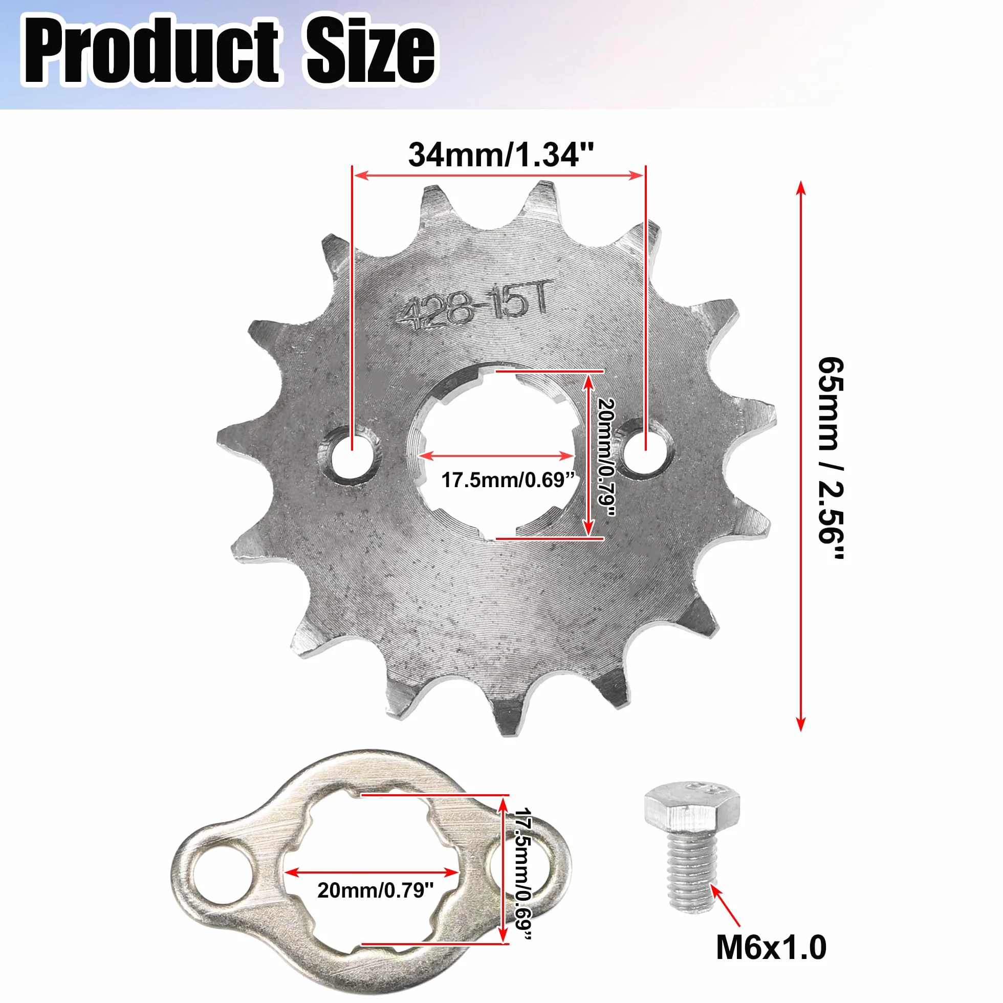 QUARKZMAN 1 Conjunto 428 15T 20mm Piñón Delantero de Motor para Moto de Cross Minimoto ATV