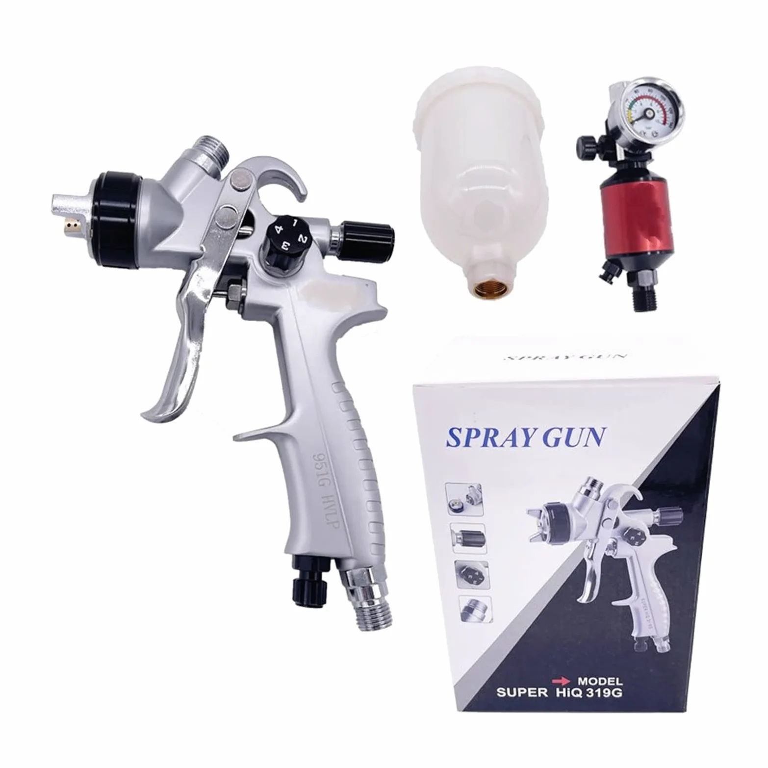Boquilla Bomba de Engrase Pistolas de Pintura con Boquilla de 1,3 MM, Pistolas pulverizadoras industriales de Alta atomización con aerógrafo 959G Boquilla engrasadora(Mini 0.8MM)