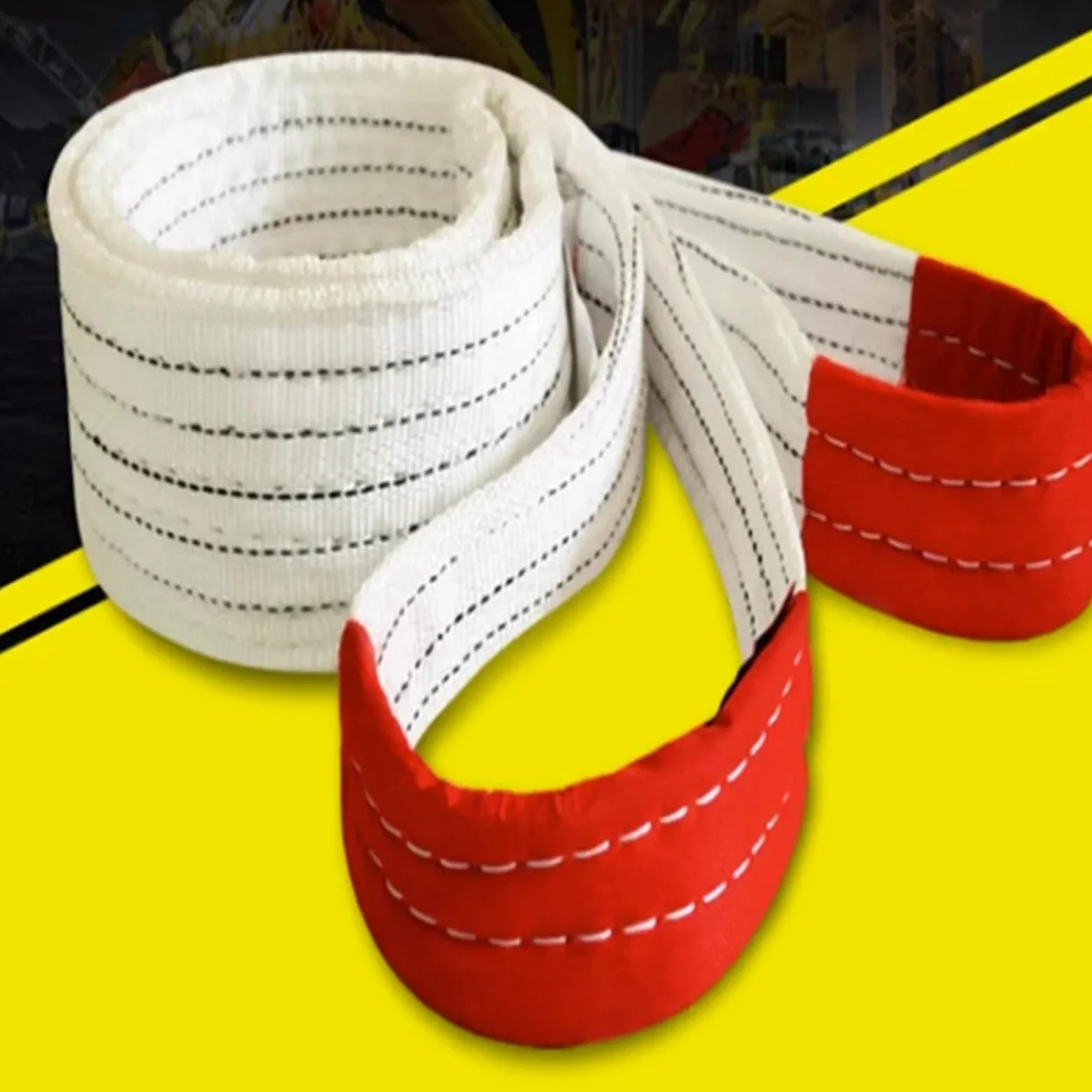 Eslinga de elevación de 1T, 2T y 3T, Eslinga de cincha para grúa de 4 Capas, cinturón de tracción para elevación, Correas de Carga para Objetos Pesados.,1T