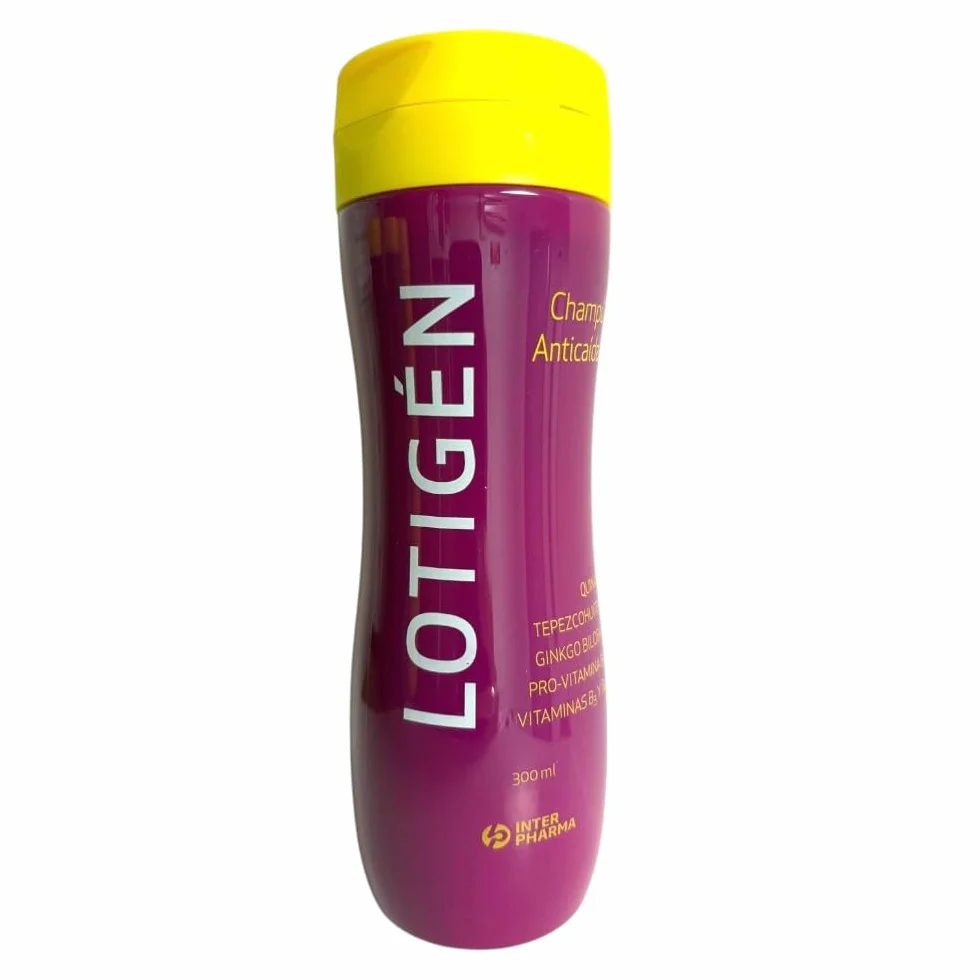 INTERPHARMA SA Lotigén Champú Anticaída 300 ml – Ginkgo Biloba, Quina, Tepezcohuite, Vitaminas, Pantenol – Cuidado de Cabello Fino y Frágil