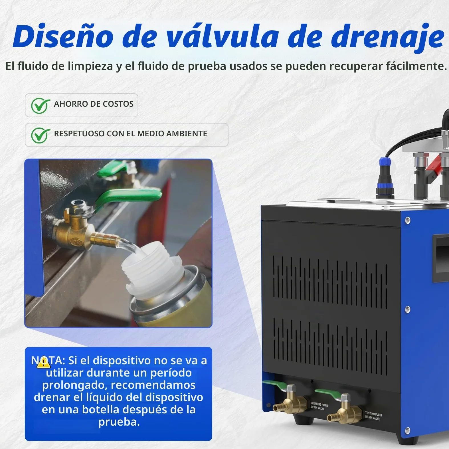 BELEY Limpiador de inyectores ultrasónicos de 220 V y dispositivo de prueba con función de calefacción, limpiador de inyectores de combustible con 10 funciones de prueba, pantalla LED y adaptador de 4