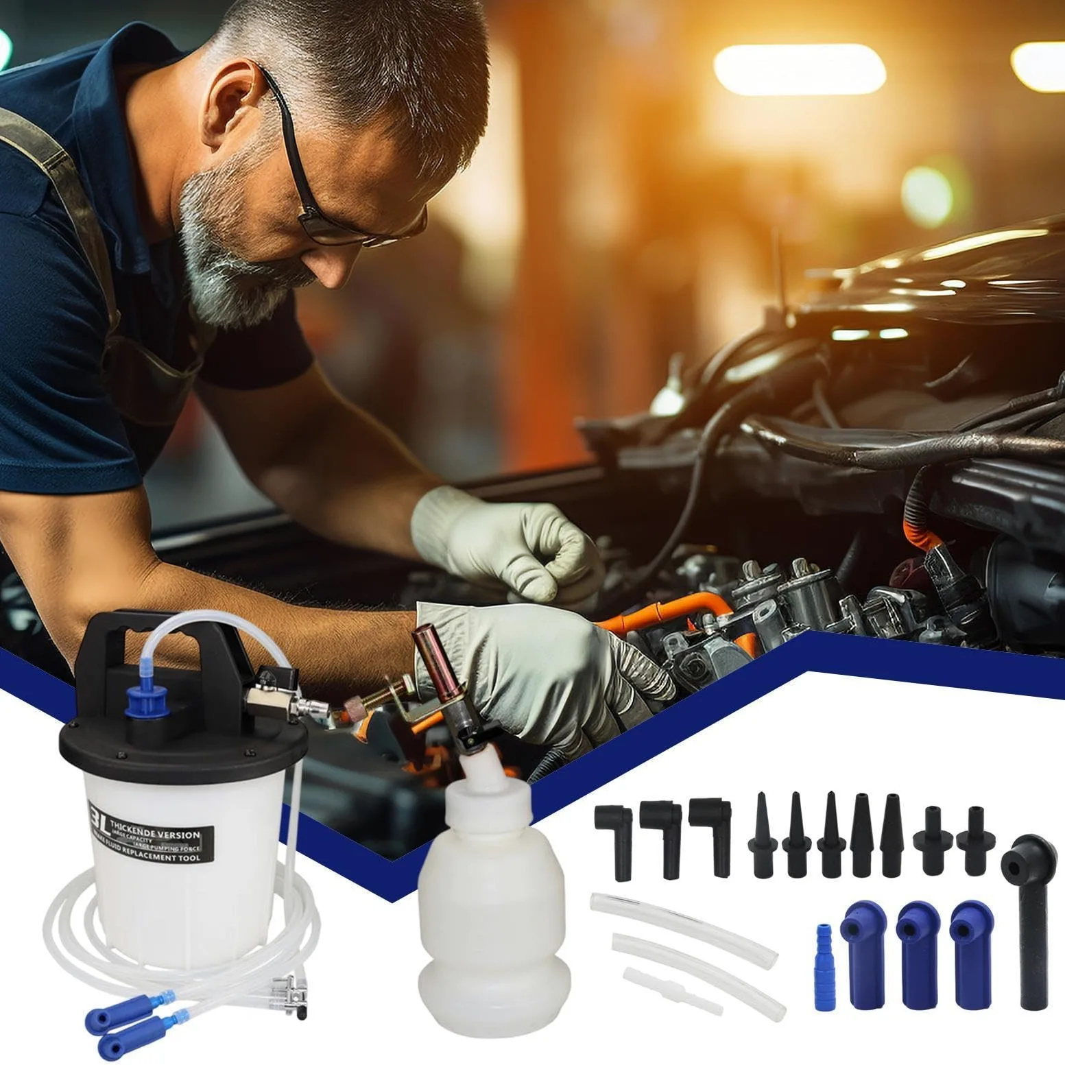 Extractor neumático de líquido 3L Dispositivo Antirretorno Instalación | Kit Extractor Fluido Frenos para Reparación Vehículo Para Mecánicos de Coche, Mantenimiento y Garaje
