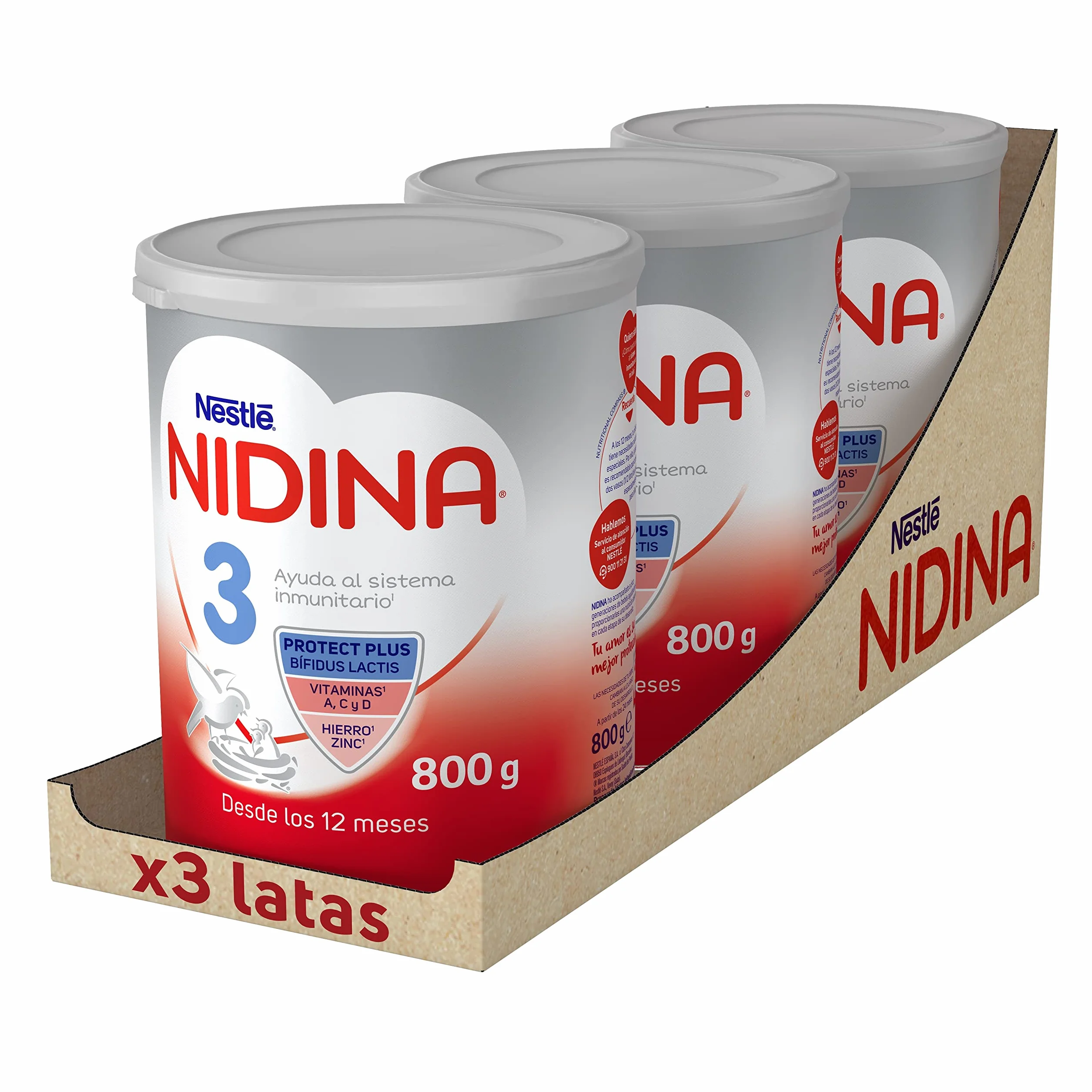 Nidina 3 Leche Infantil 800g Caja 3 Latas
