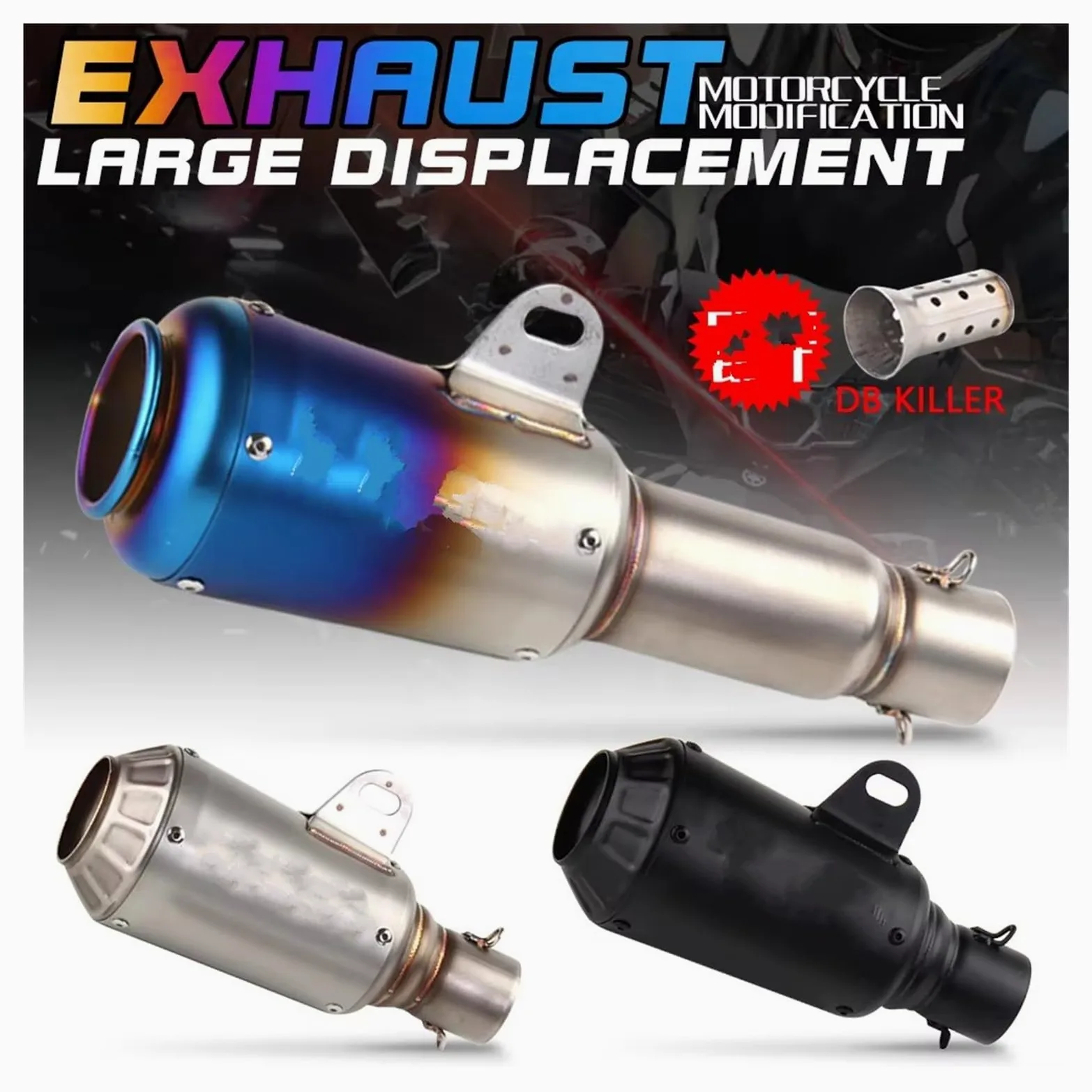silencioso escape moto Para R6 Para R15 Para R3 Para Zx6r Para Zx10r | Para Z400 Para Z900 Para Z1000 Para Cbr1000 Para Rc390 Silenciador tubo escape motocicleta 51 mm Slip On(A)