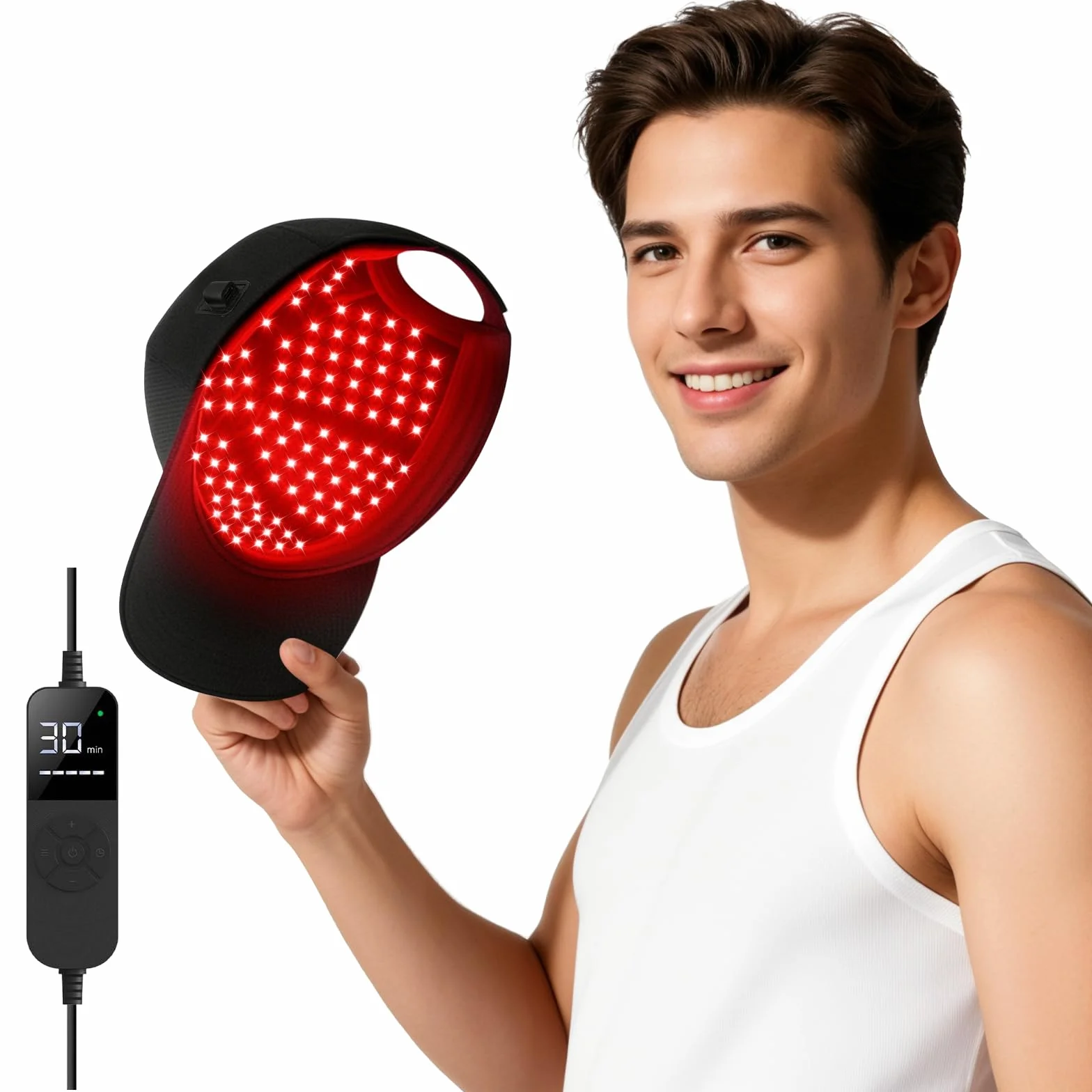 Gorra láser LLLT para crecimiento del cabello – Luz roja e infrarroja 660/850/940 nm, 5 niveles, temporizador