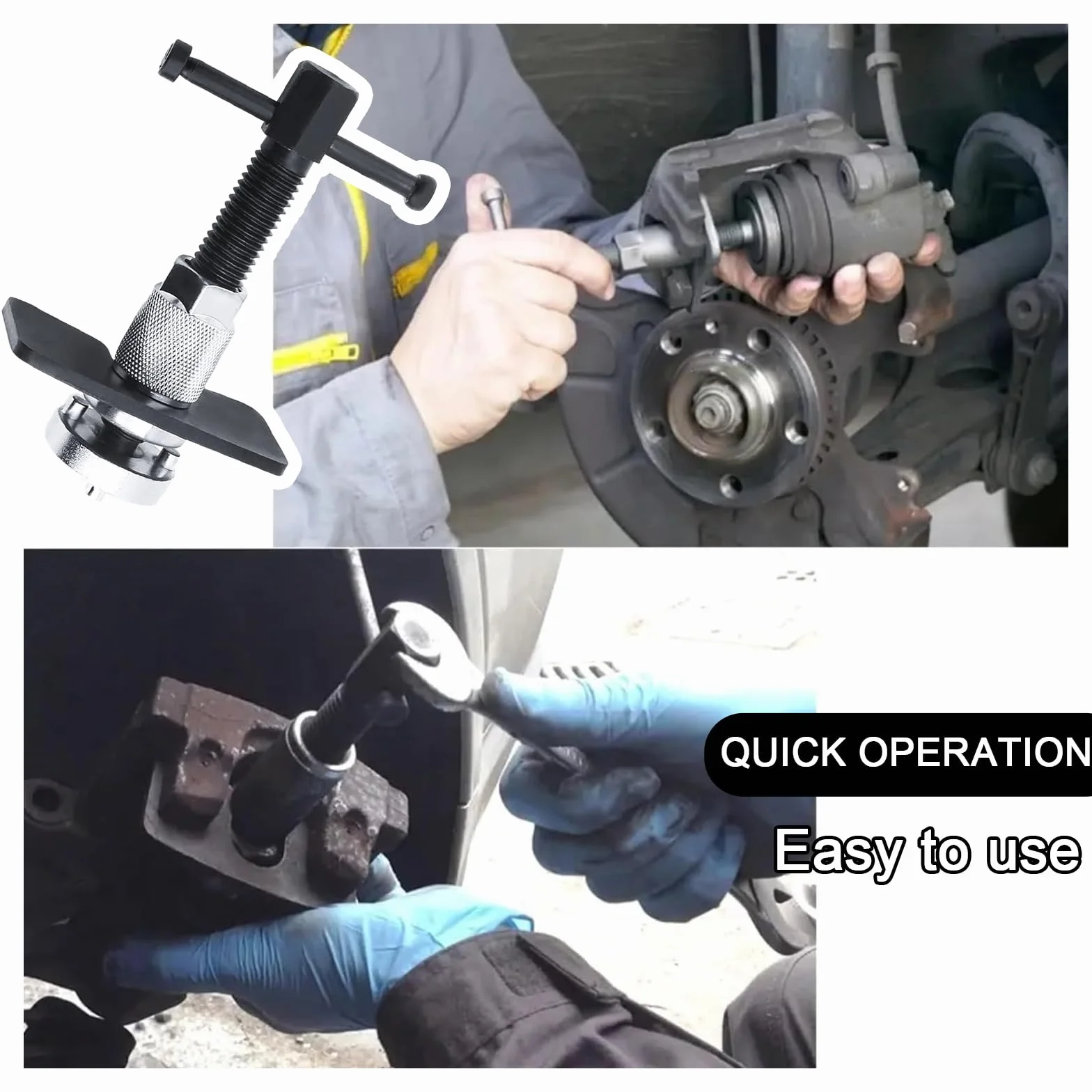 Rierousy Retractor de pistón de freno universal, herramienta de frenos, retractor de cilindro de freno, herramienta de frenos para vehículos, herramienta de retracción de frenos adecuada para una gran