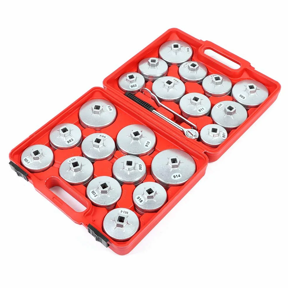 Ejoyous Juego de vasos de aluminio para llaves de filtro de aceite - 23 piezas