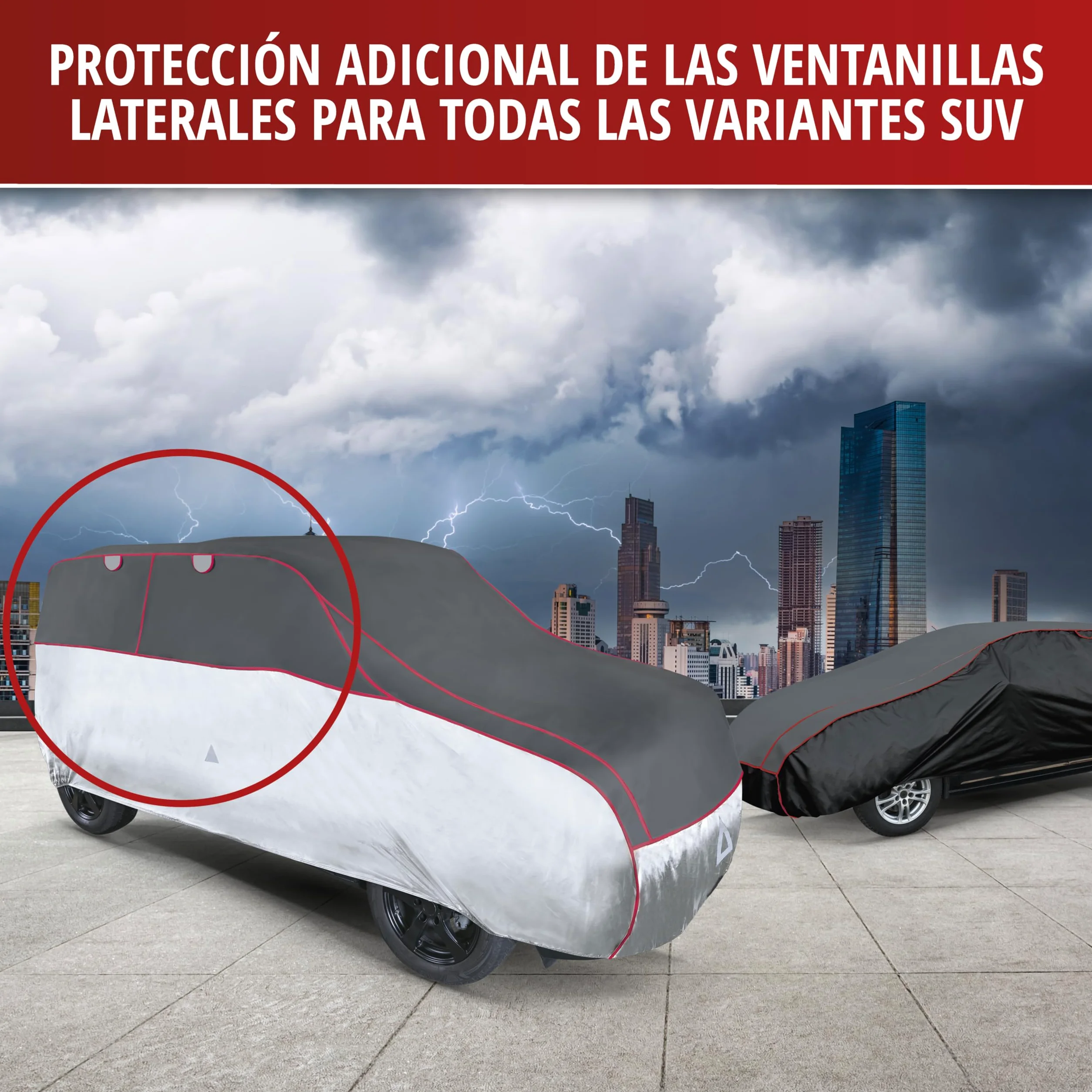 WALSER Funda antigranizo para el Coche Pro, Funda Repelente al Agua antigranizo para automóvil, Lona para Coche, Funda para Coche Talla 9 - Antracita-Plata